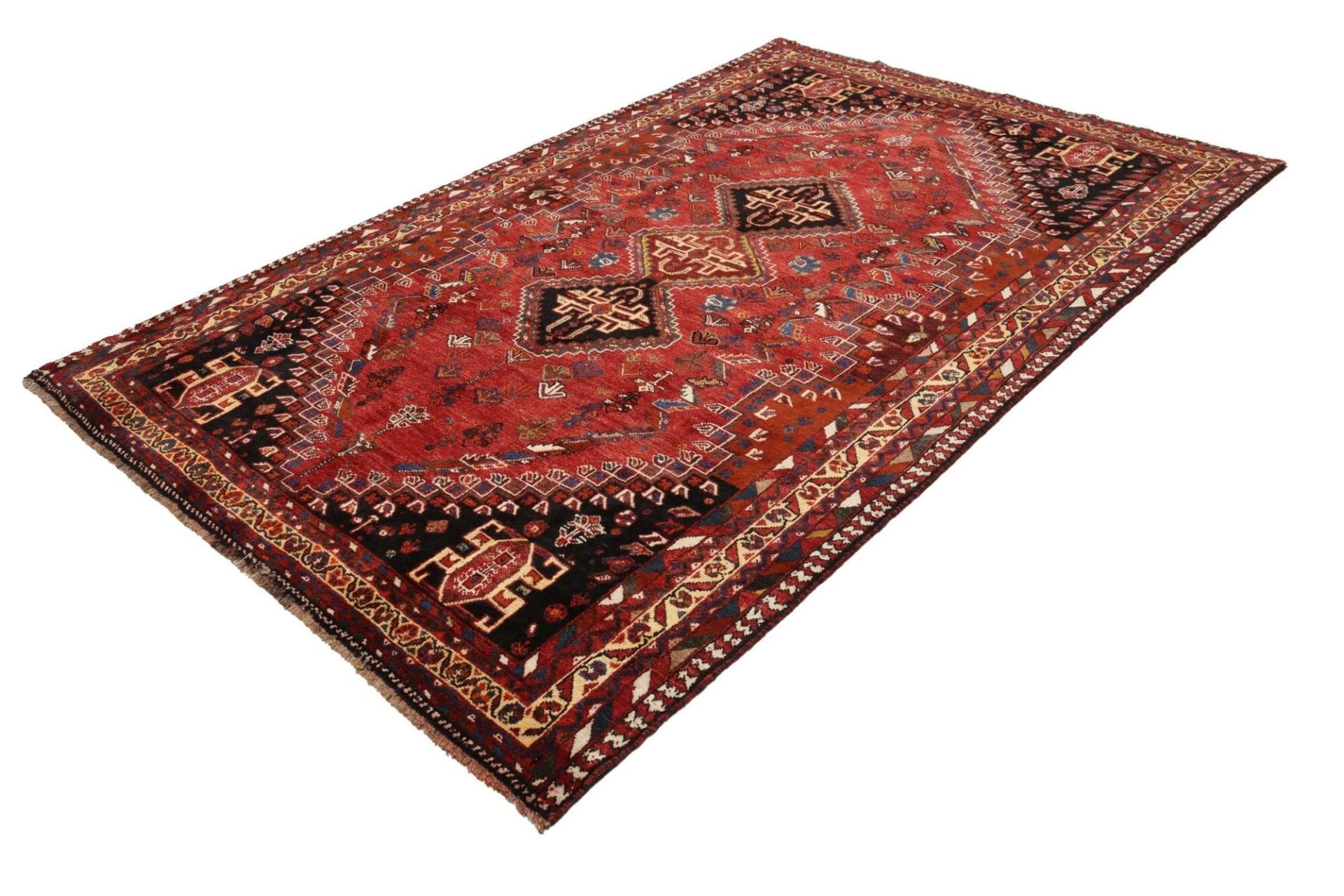 shiraz-teppich-180-x-270-cm-wolle-geometrisches-muster-handgeknupft-1 Hand-Knotted Wool Shiraz Persian Rug, 180 × 270 cm