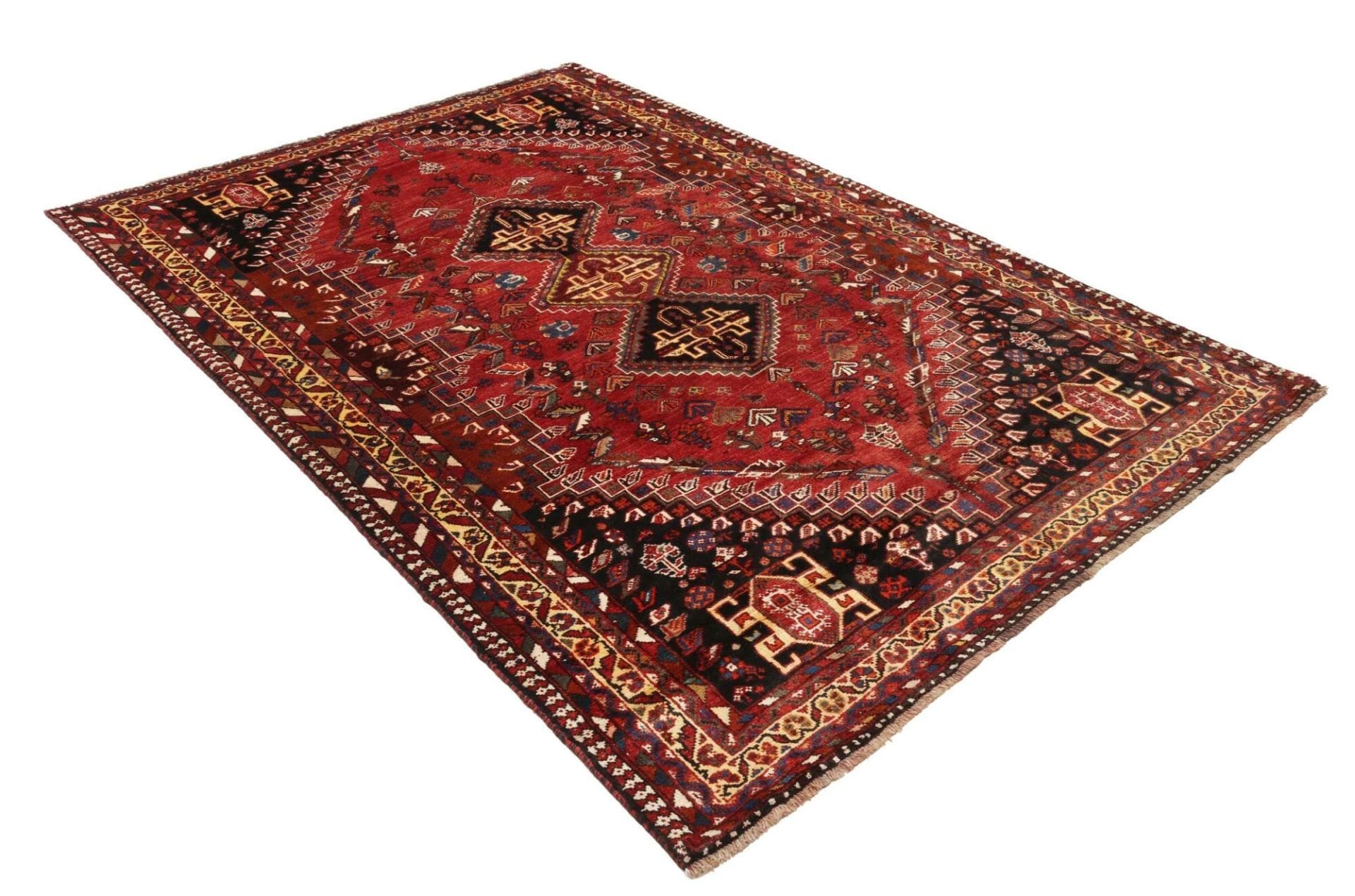 shiraz-teppich-180-x-270-cm-wolle-geometrisches-muster-handgeknupft-2 Hand-Knotted Wool Shiraz Persian Rug, 180 × 270 cm