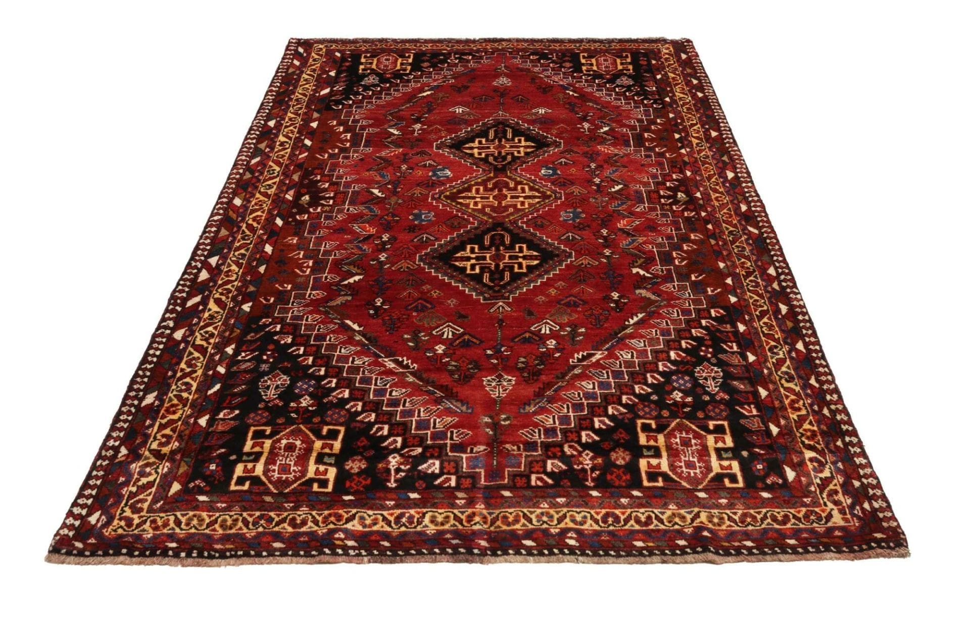 shiraz-teppich-180-x-270-cm-wolle-geometrisches-muster-handgeknupft-3 Hand-Knotted Wool Shiraz Persian Rug, 180 × 270 cm