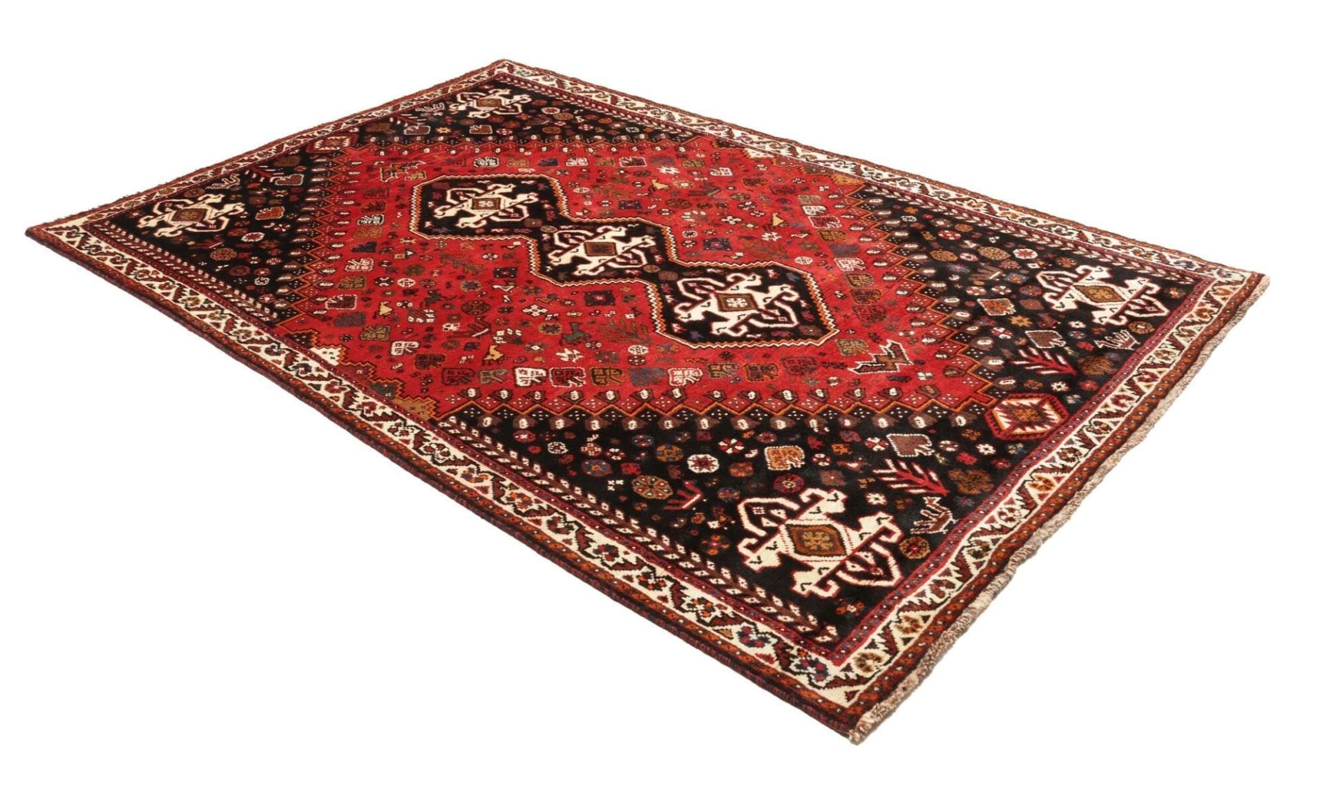 shiraz-orientteppich-178-x-262cm-geometrisches-muster-handgeknupft-2 Shiraz Persian Rug — hand-knotted, 178 × 262 cm, Wool