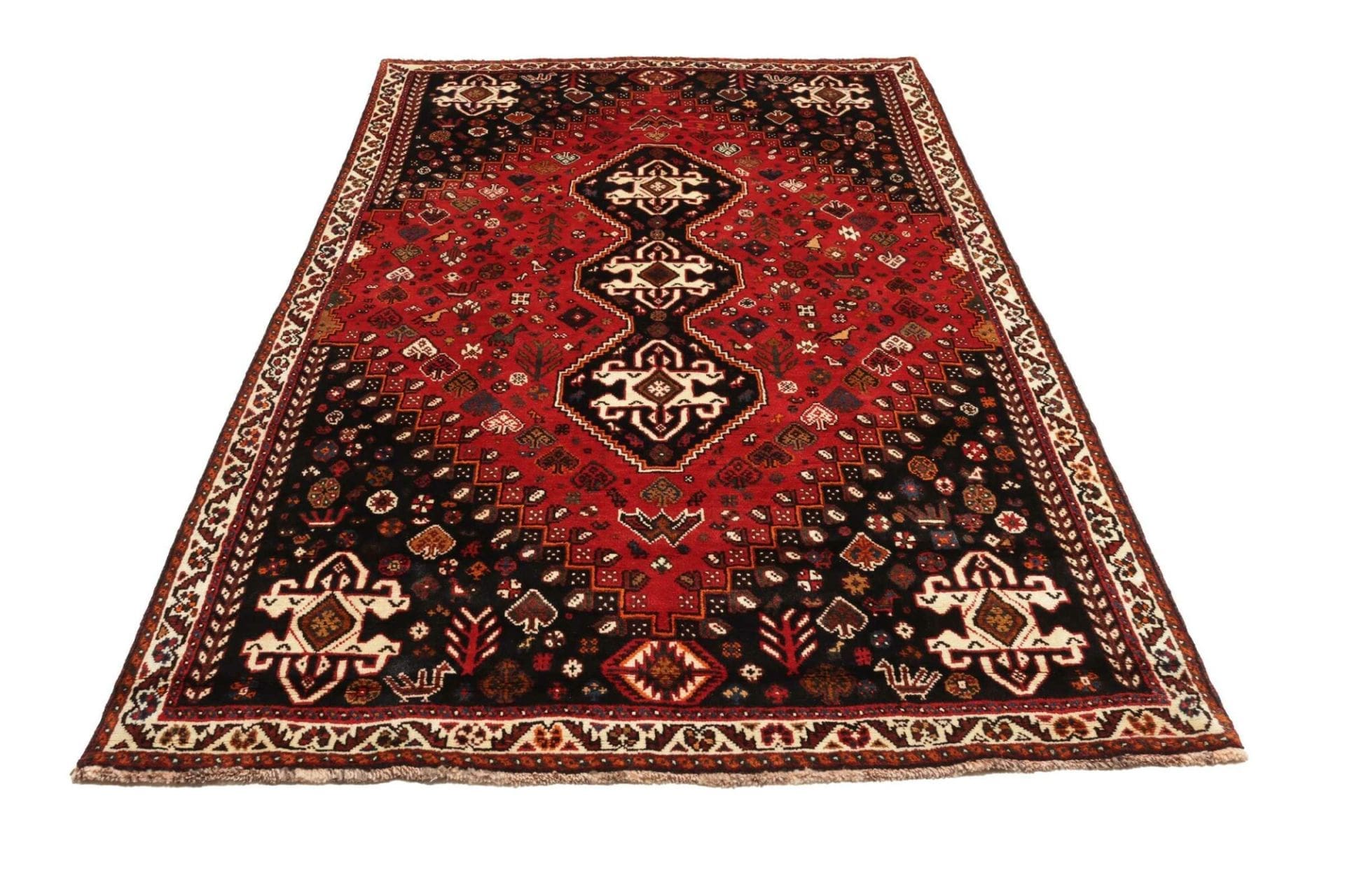 shiraz-orientteppich-178-x-262cm-geometrisches-muster-handgeknupft-3 Shiraz Persian Rug — hand-knotted, 178 × 262 cm, Wool
