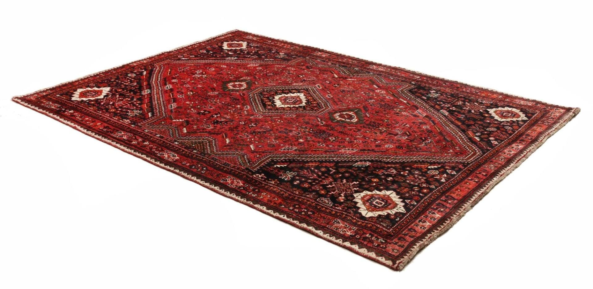 Hand-Knotted Wool Shiraz Persian Rug, 178 × 260 cm