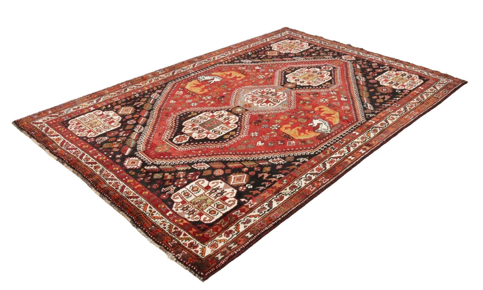 Hand-Knotted Wool Shiraz Persian Rug, 185 × 270 cm