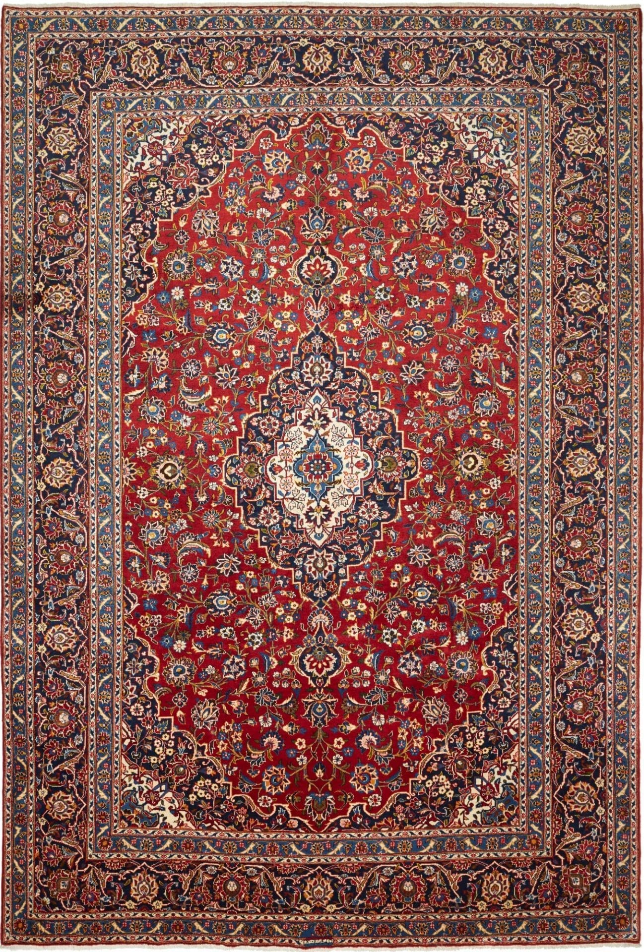 Hand-Knotted Wool Kashan Persian Rug, 271 × 396 cm