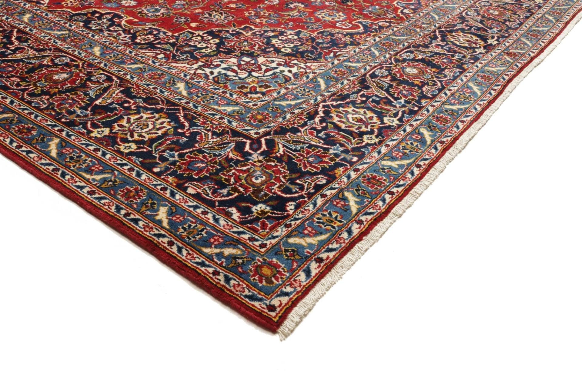 Hand-Knotted Wool Kashan Persian Rug, 271 × 396 cm