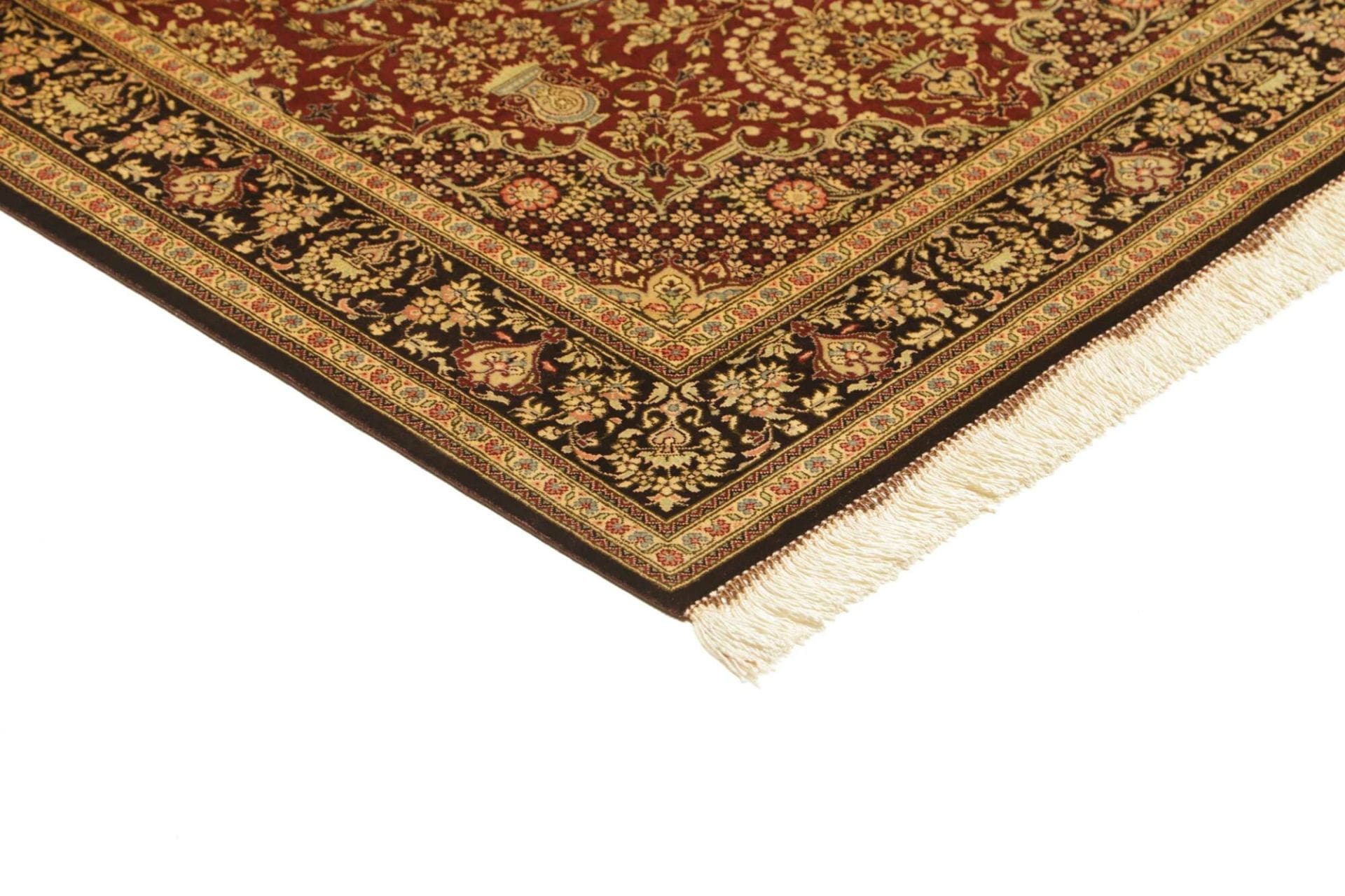 Hand-Knotted Silk Qom Persian Rug, 83 × 120 cm
