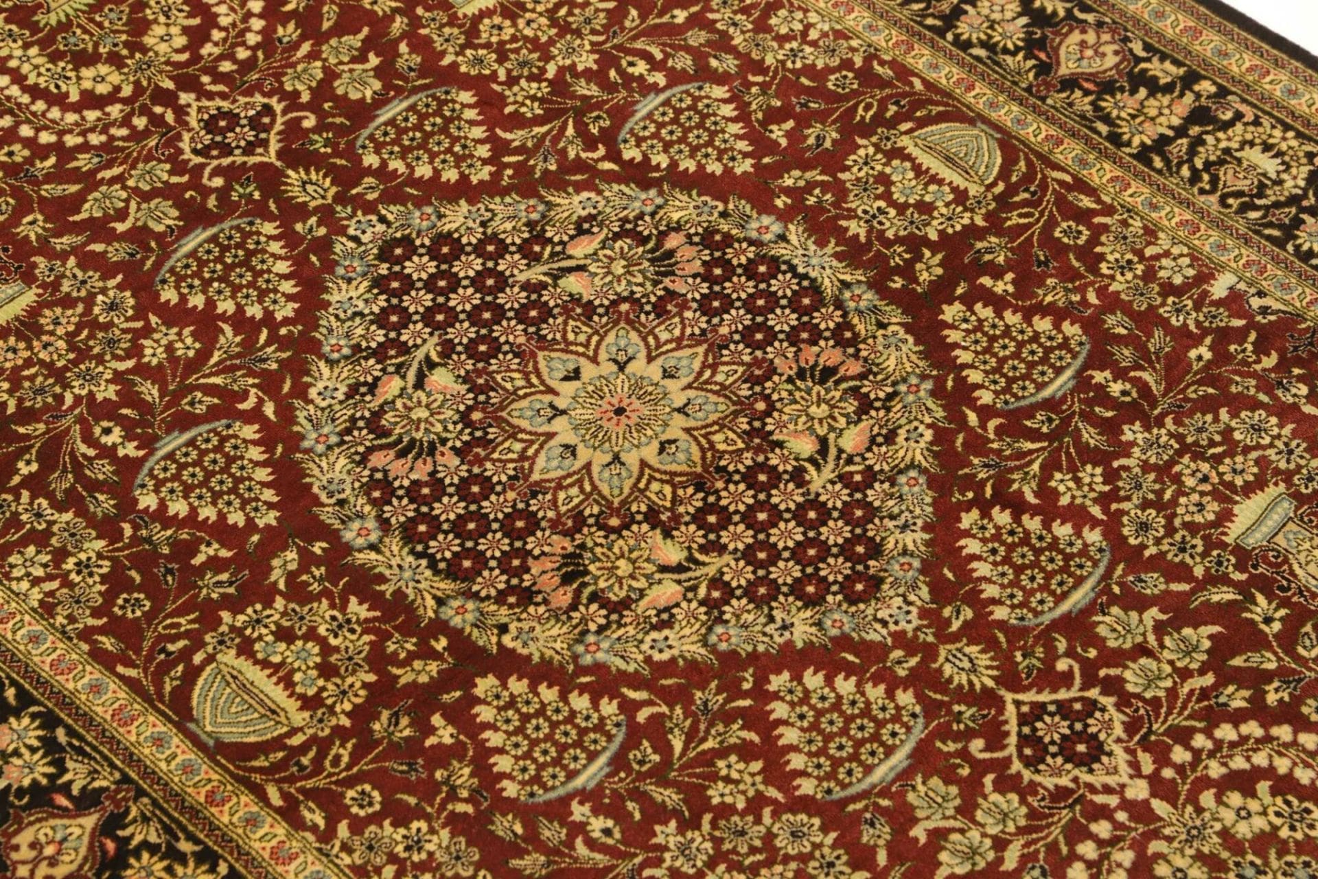 Hand-Knotted Silk Qom Persian Rug, 83 × 120 cm