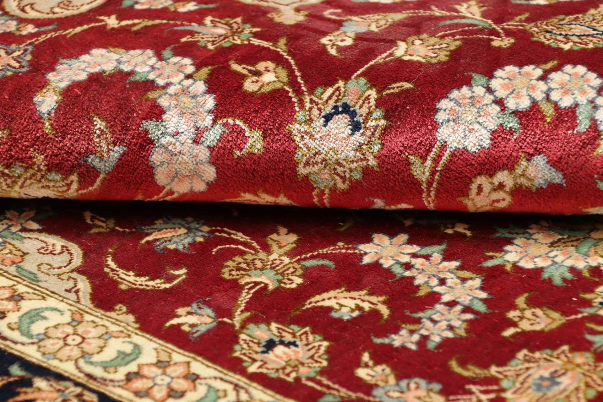 Hand-Knotted Silk Qom Persian Rug, 83 × 121 cm
