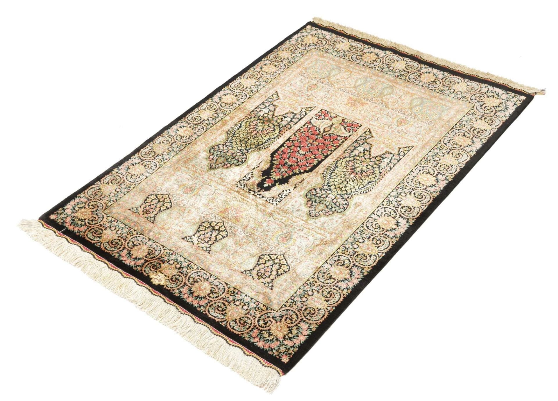 ghom-teppich-85-x-118-cm-seide-handgeknupft-perserteppich-1 Qom Persian Rug — hand-knotted, 85 × 118 cm, Silk