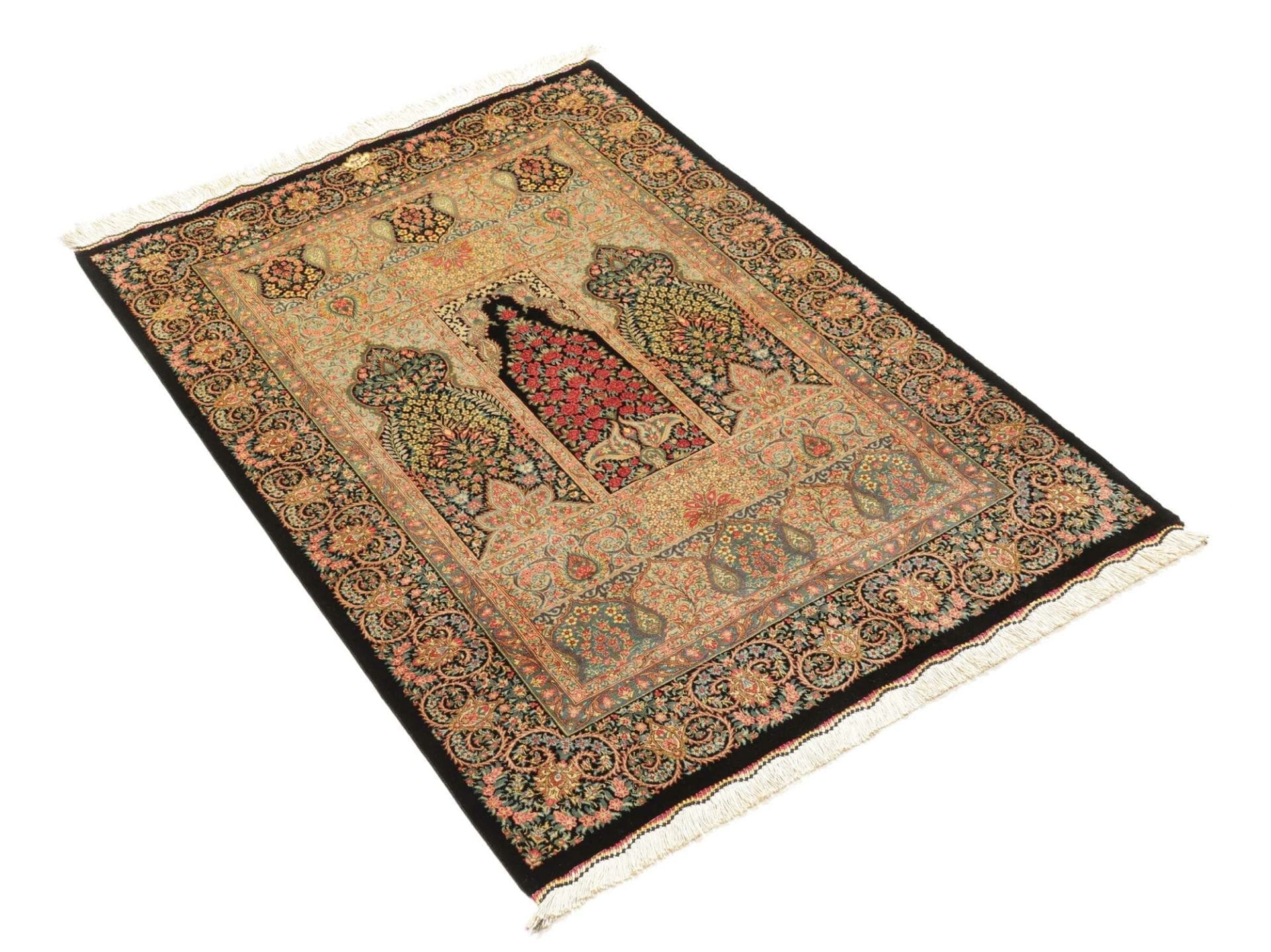 ghom-teppich-85-x-118-cm-seide-handgeknupft-perserteppich-2 Qom Persian Rug — hand-knotted, 85 × 118 cm, Silk