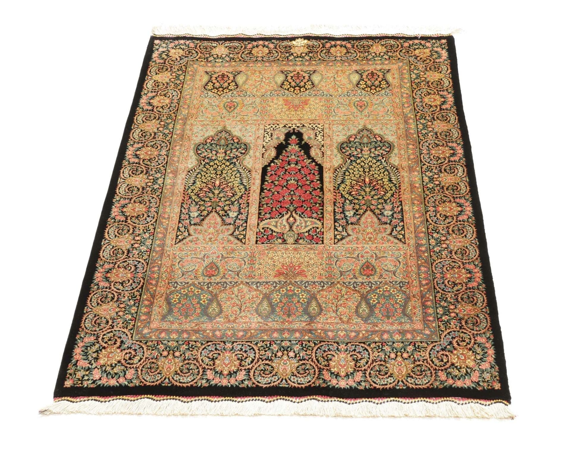 ghom-teppich-85-x-118-cm-seide-handgeknupft-perserteppich-3 Qom Persian Rug — hand-knotted, 85 × 118 cm, Silk