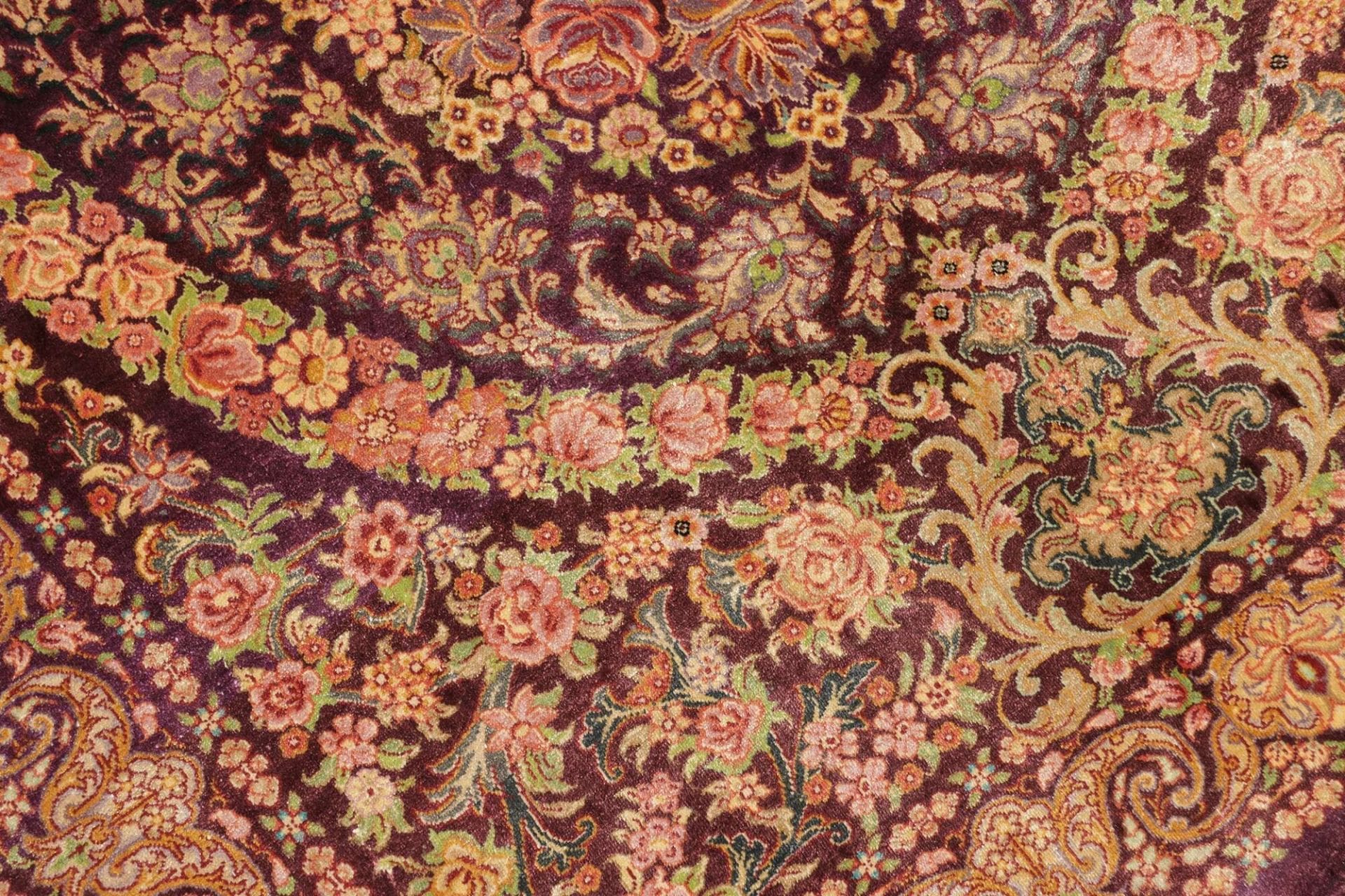 Hand-Knotted Silk Qom Persian Rug, 83 × 117 cm