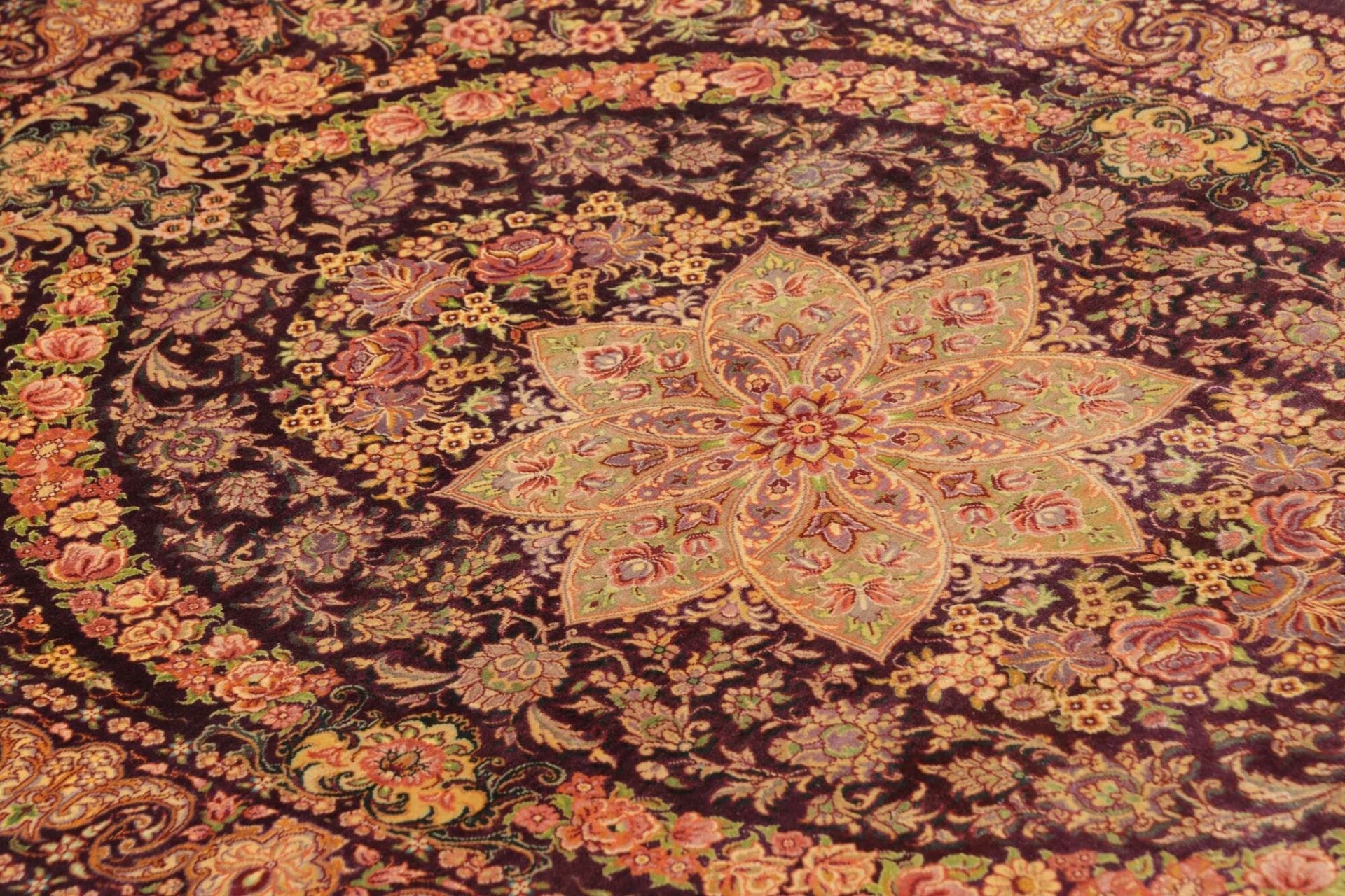 Hand-Knotted Silk Qom Persian Rug, 83 × 117 cm