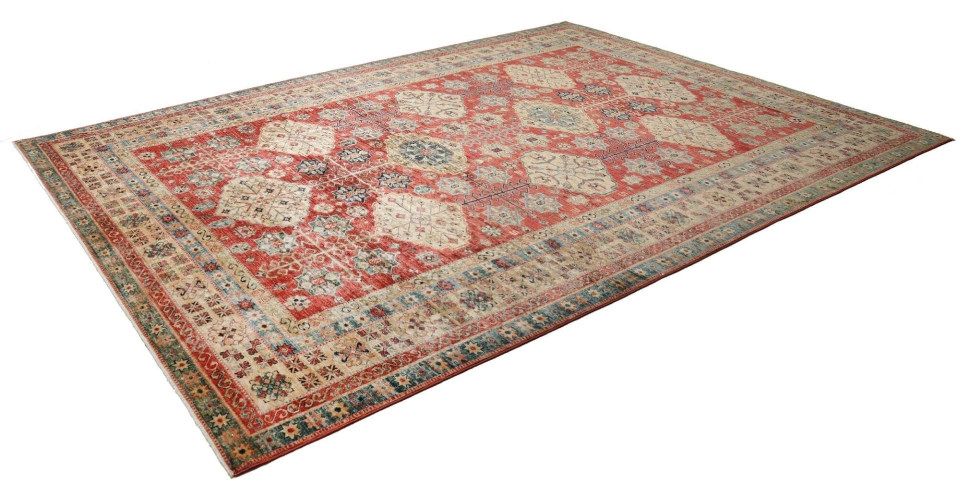 Hand-Knotted Wool Kazak Pakistani Rug, 281 × 374 cm