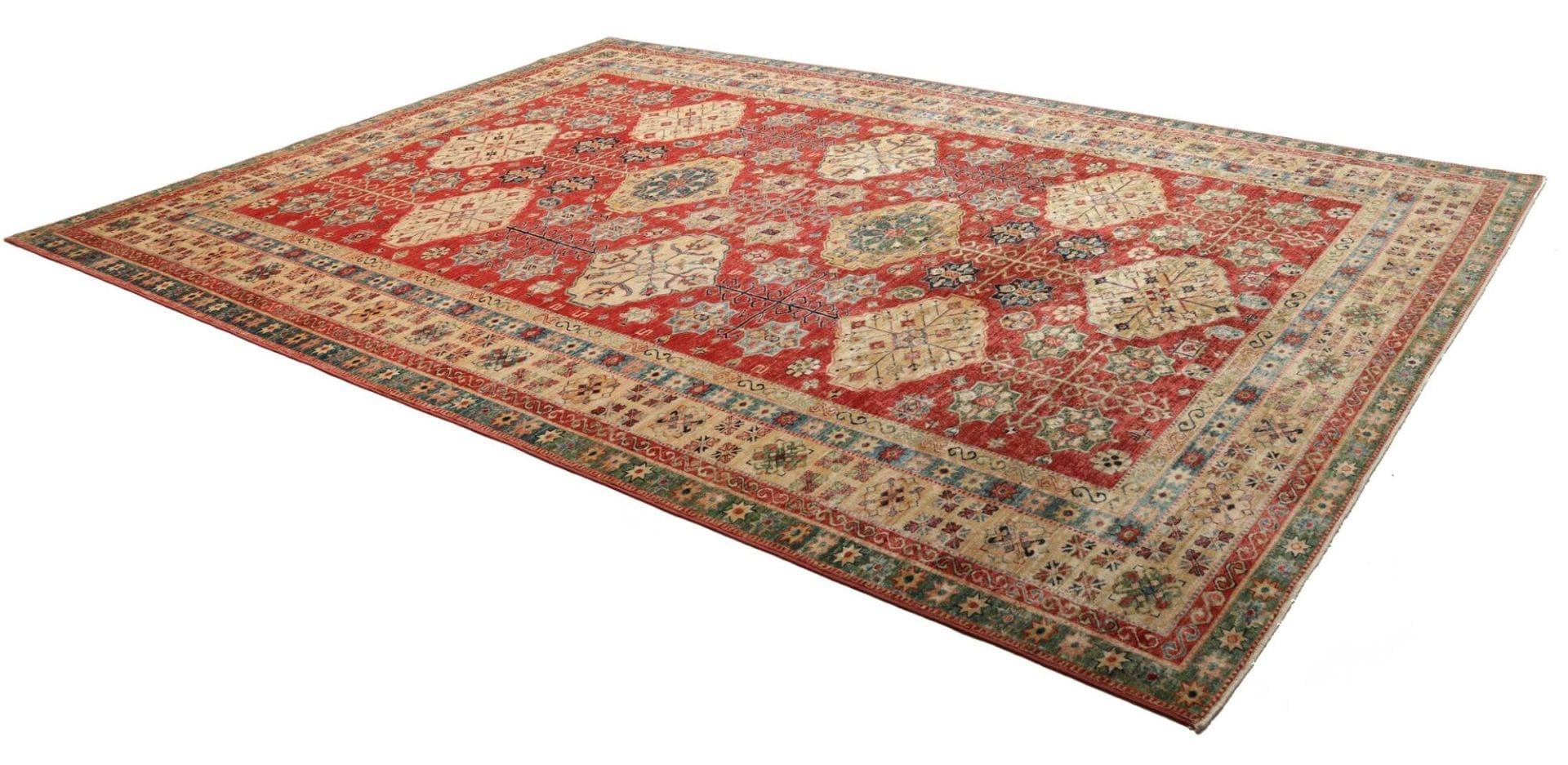 Hand-Knotted Wool Kazak Pakistani Rug, 281 × 374 cm