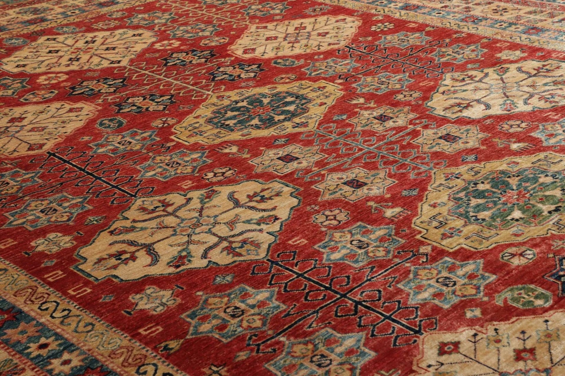 Hand-Knotted Wool Kazak Pakistani Rug, 281 × 374 cm