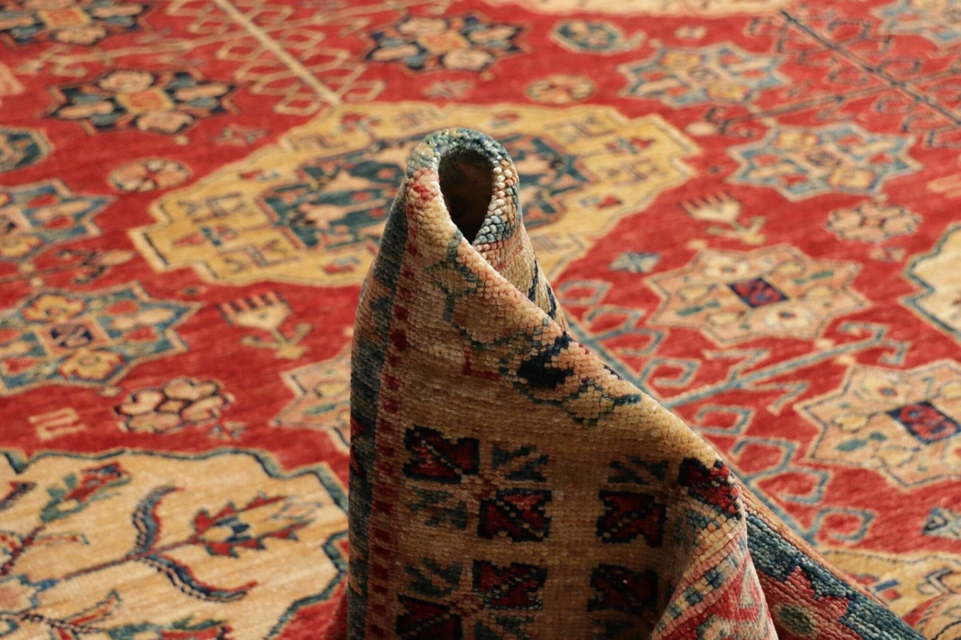 Hand-Knotted Wool Kazak Pakistani Rug, 281 × 374 cm
