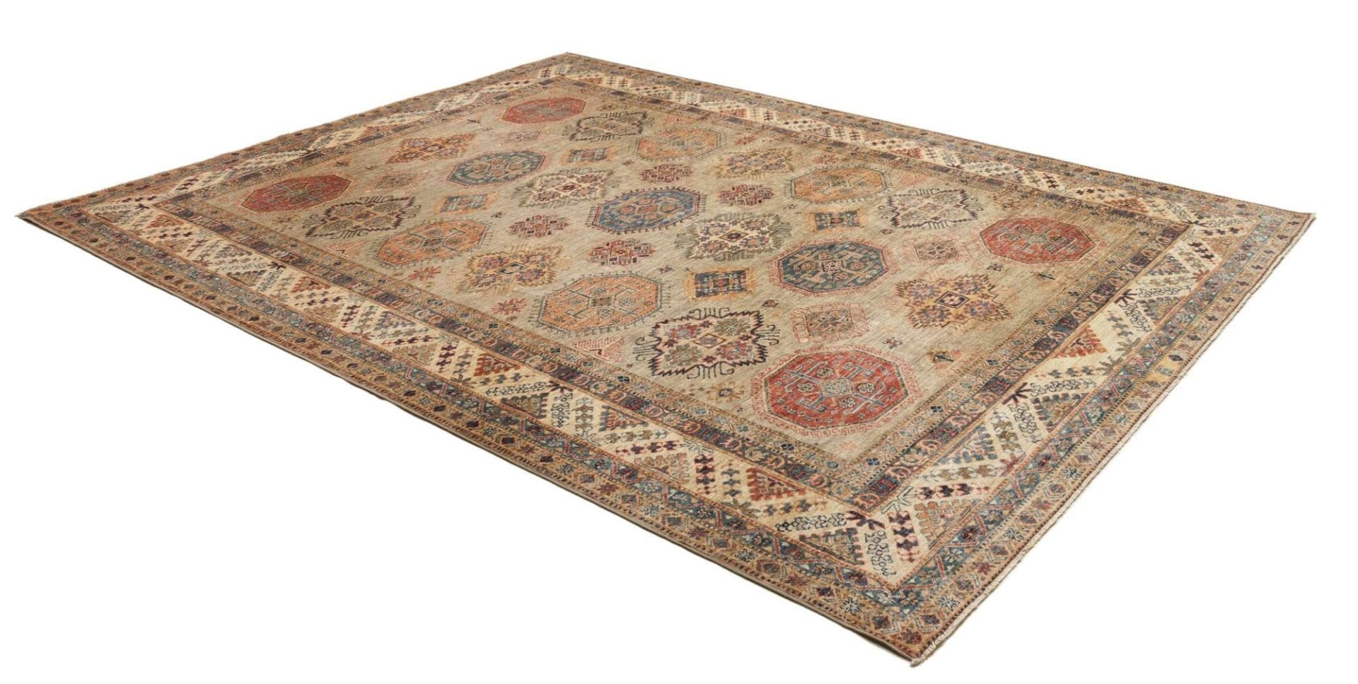 kazak-teppich-248-x-314cm-geometrisches-muster-handgeknupft-2 Kazak Pakistani Rug 248 × 314 cm, Wool, hand-knotted