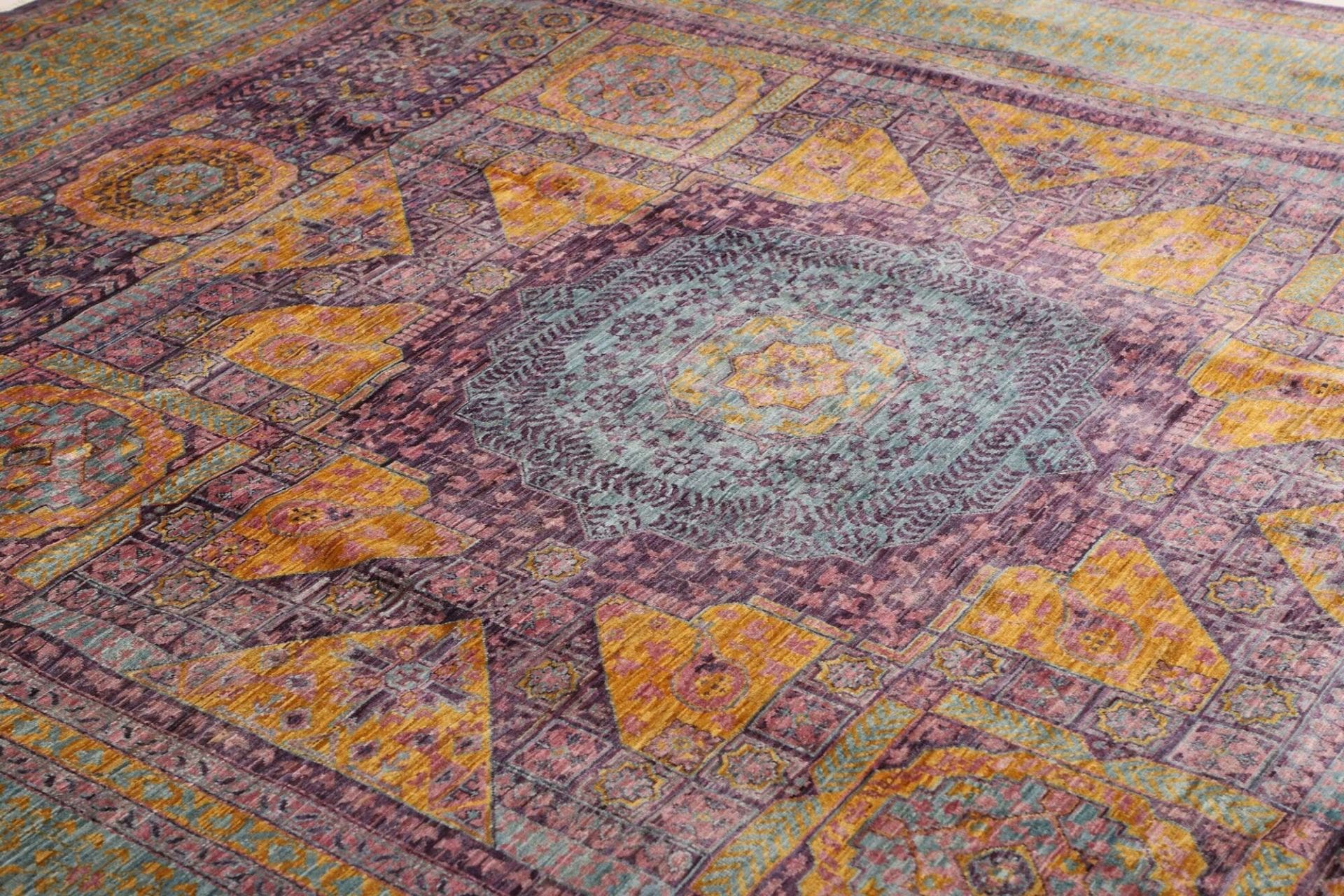 Hand-Knotted Wool Mamluk Pakistani Rug, 246 × 303 cm