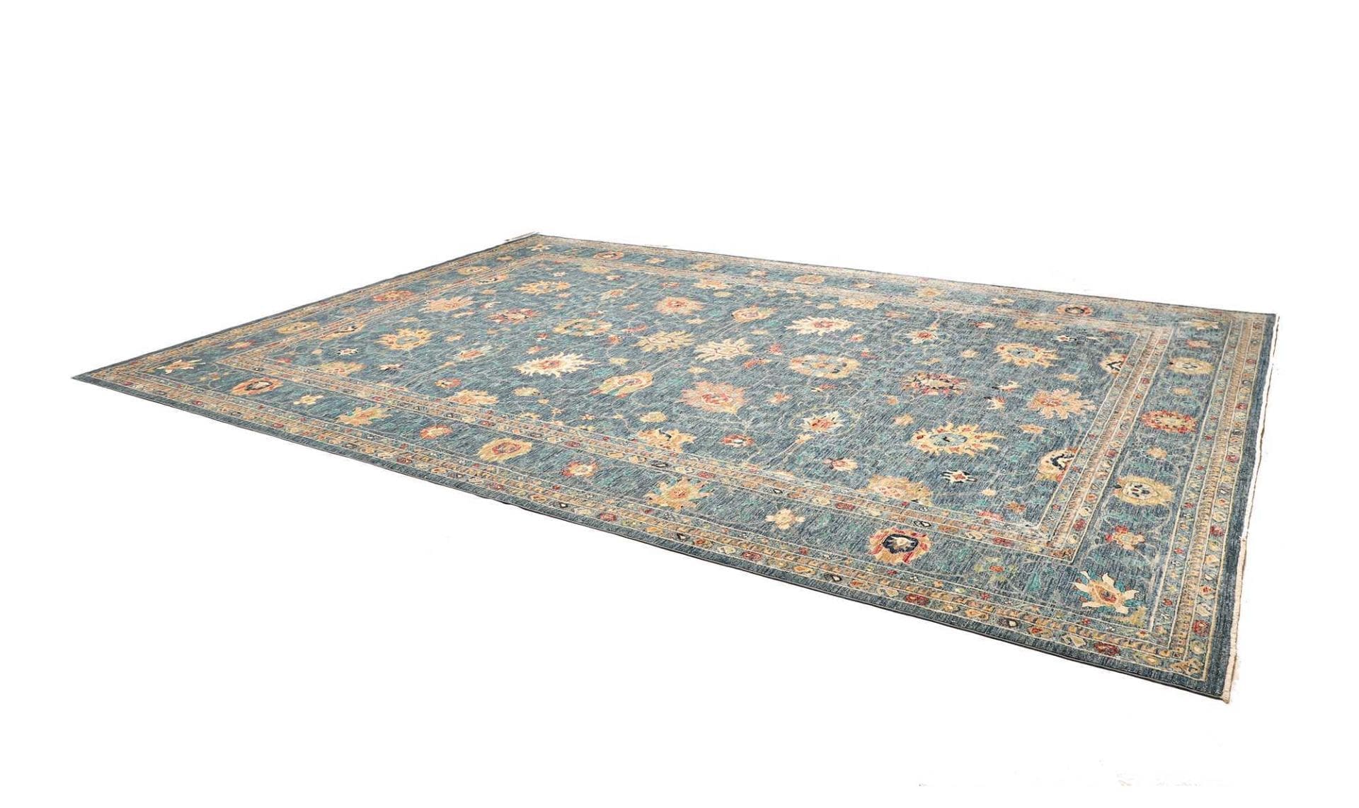 Hand-Knotted Wool Ziegler Pakistani Rug, 301 × 427 cm
