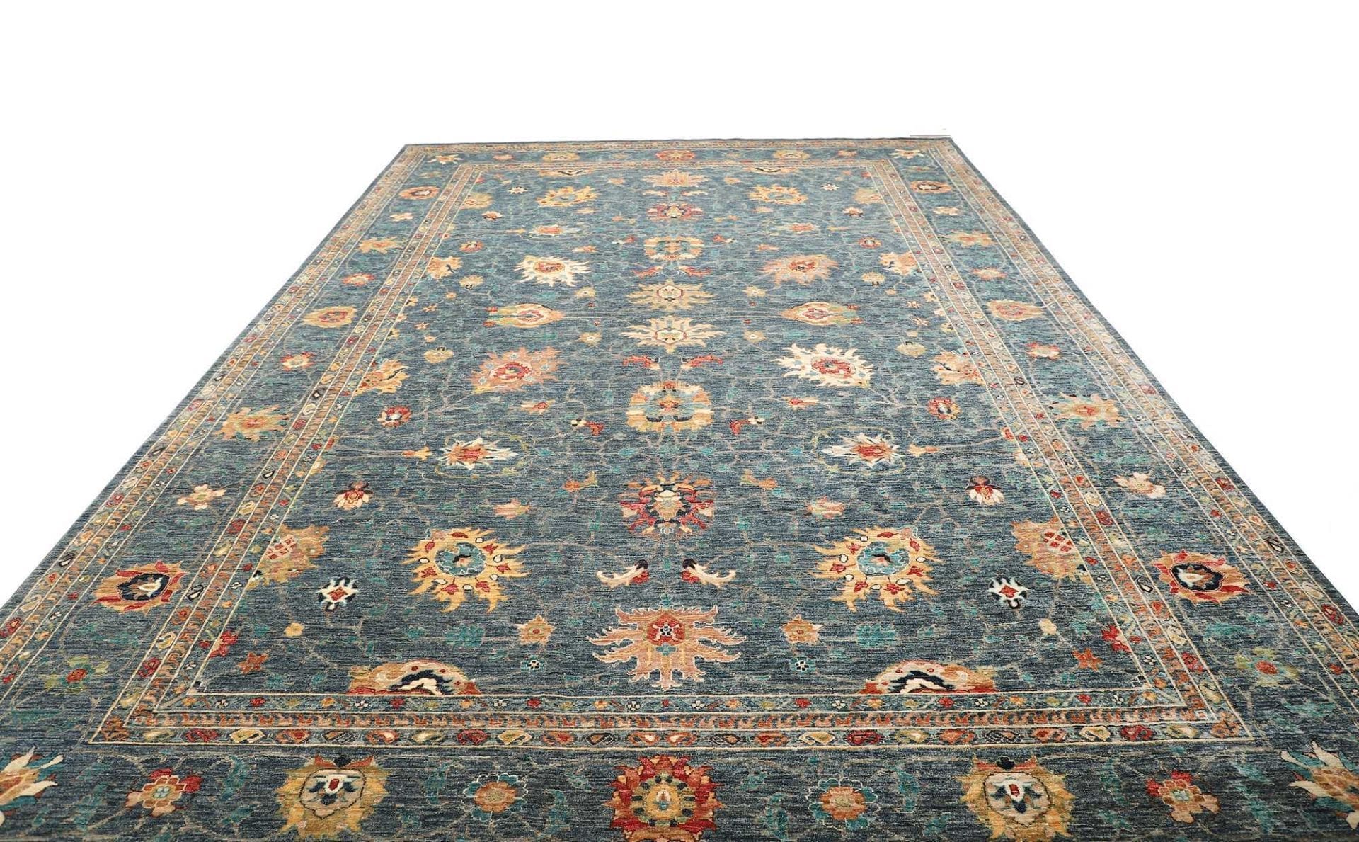 Hand-Knotted Wool Ziegler Pakistani Rug, 301 × 427 cm