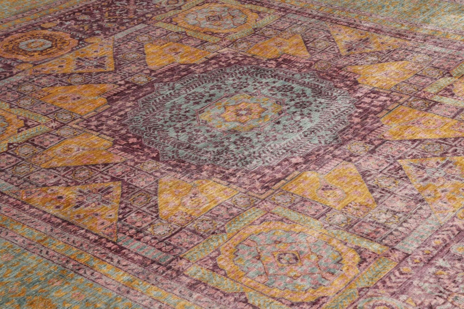 Hand-Knotted Wool Mamluk Pakistani Rug, 241 × 300 cm