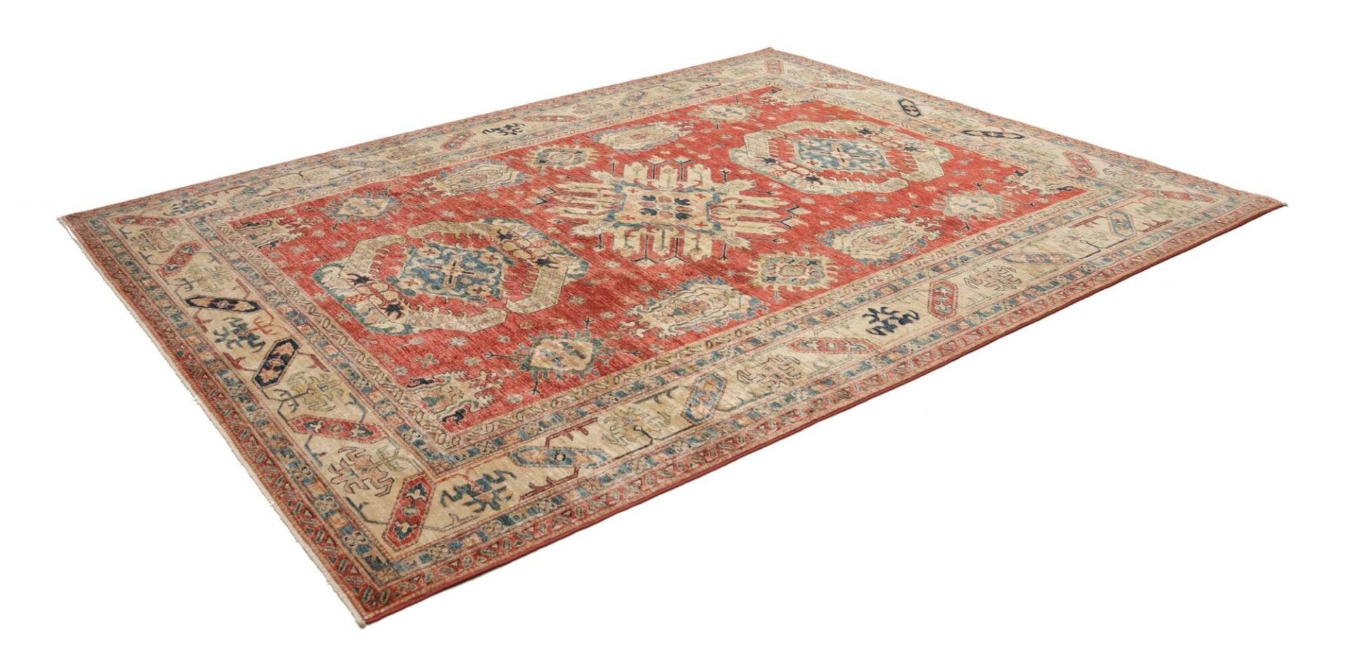 kazak-teppich-243-x-314-cm-geometrisches-muster-handgeknupft-1 Kazak Pakistani Rug 243 × 314 cm, Wool, hand-knotted