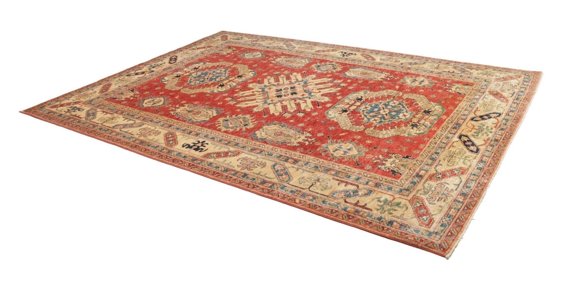 kazak-teppich-243-x-314-cm-geometrisches-muster-handgeknupft-2 Kazak Pakistani Rug 243 × 314 cm, Wool, hand-knotted