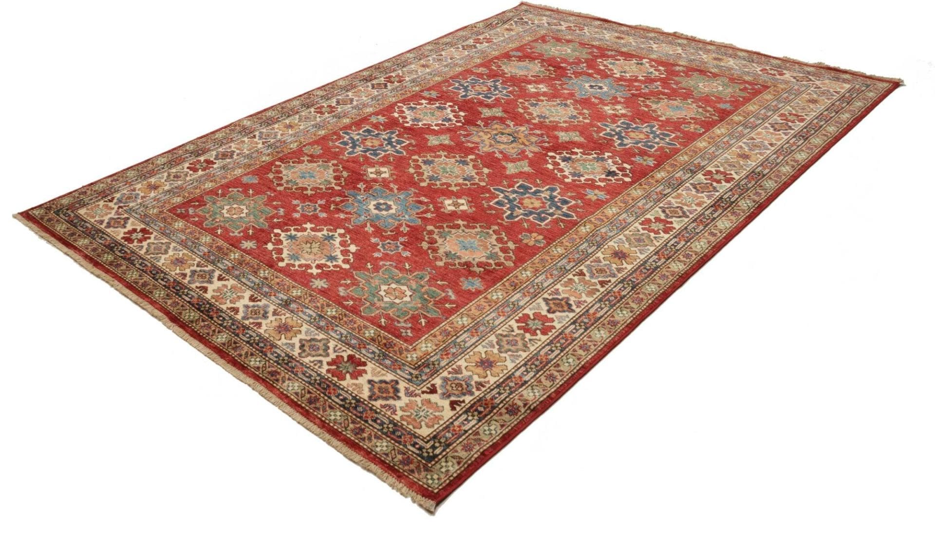 Hand-Knotted Wool Kazak Pakistani Rug, 191 × 264 cm