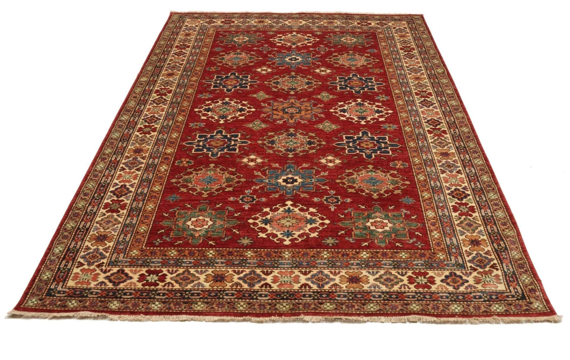 Hand-Knotted Wool Kazak Pakistani Rug, 191 × 264 cm