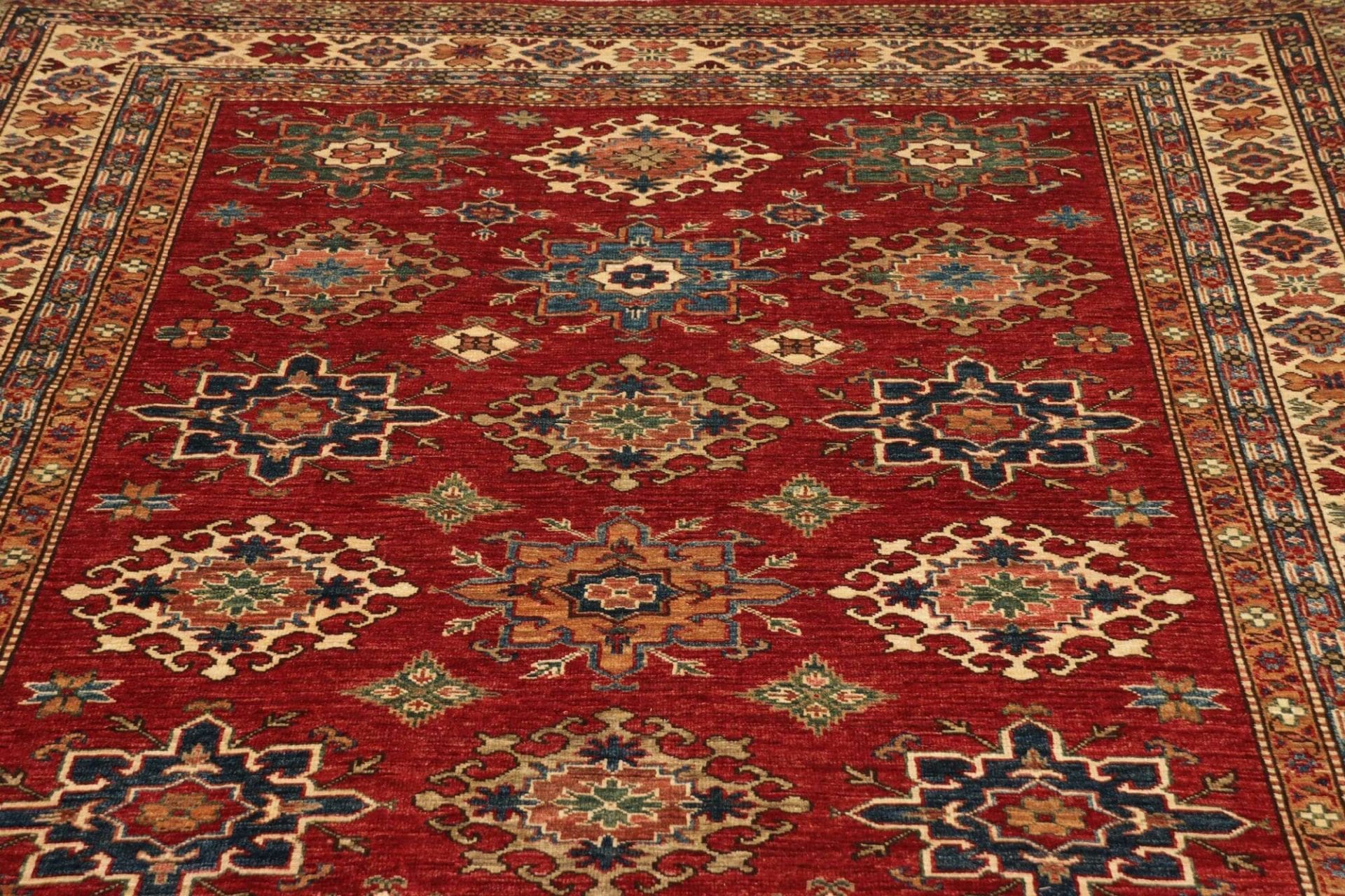 Hand-Knotted Wool Kazak Pakistani Rug, 191 × 264 cm
