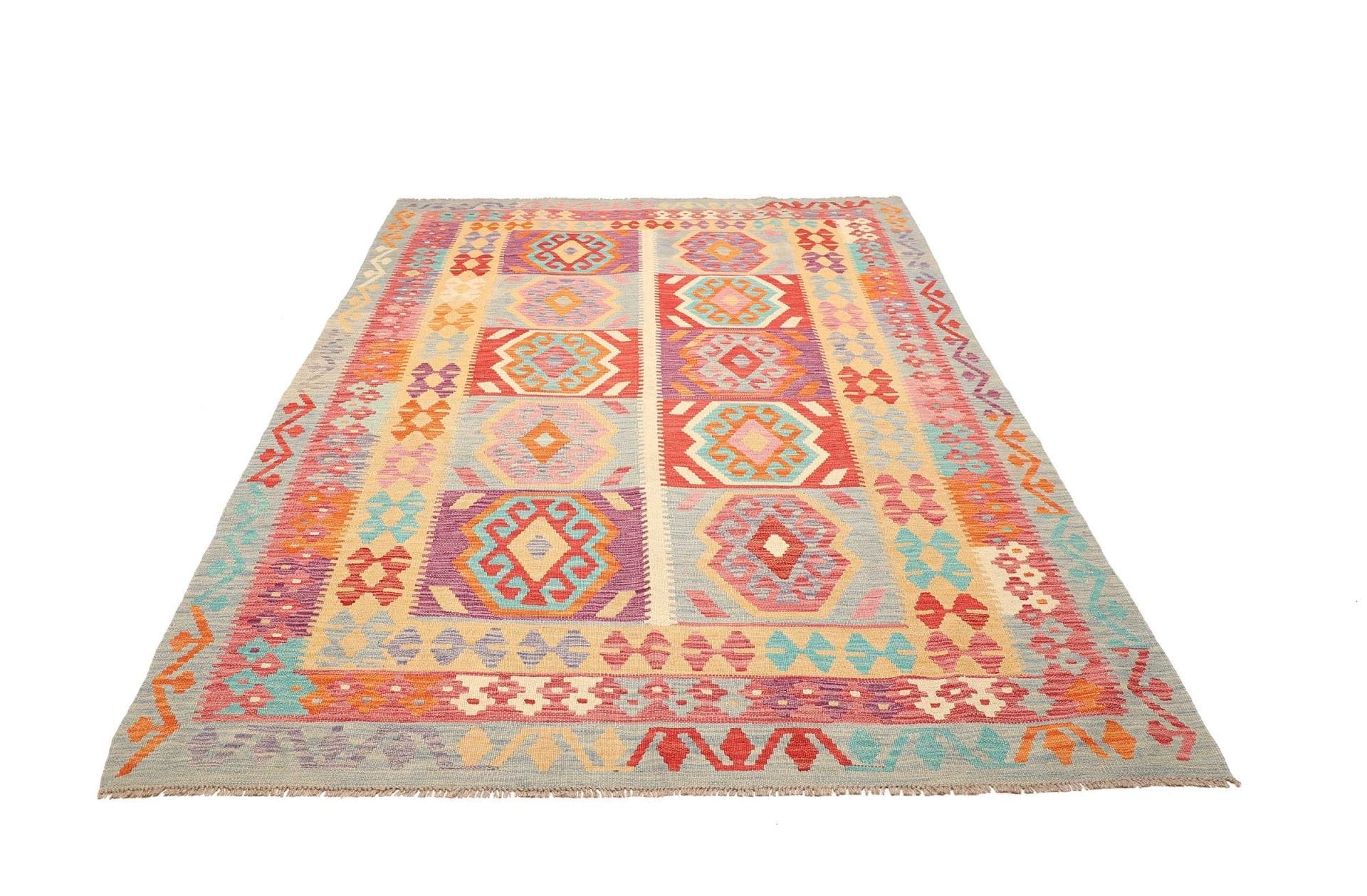 Hand-Woven Wool Kilim Pakistani Rug, 181 × 240 cm