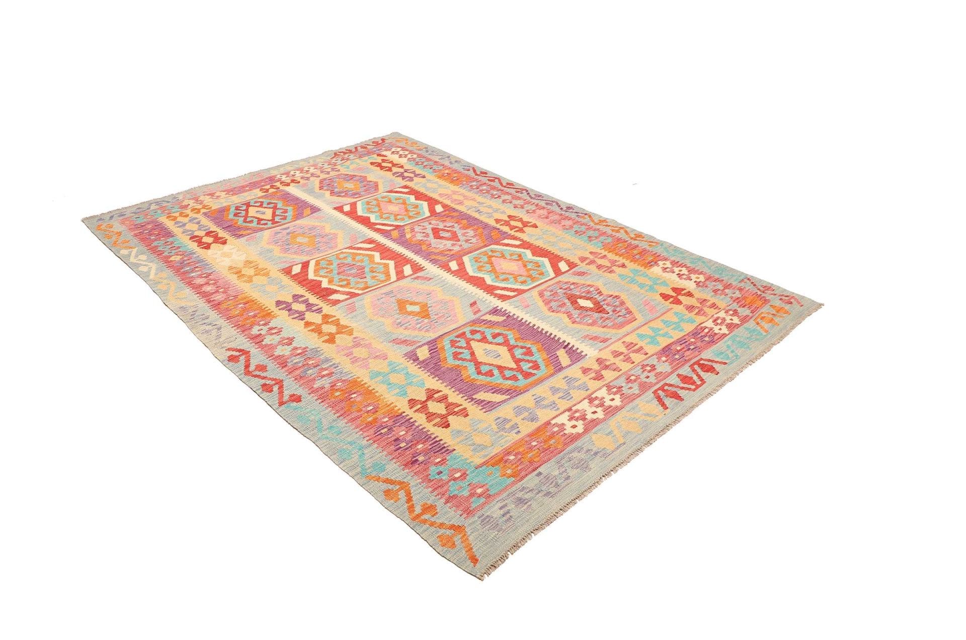 Hand-Woven Wool Kilim Pakistani Rug, 181 × 240 cm