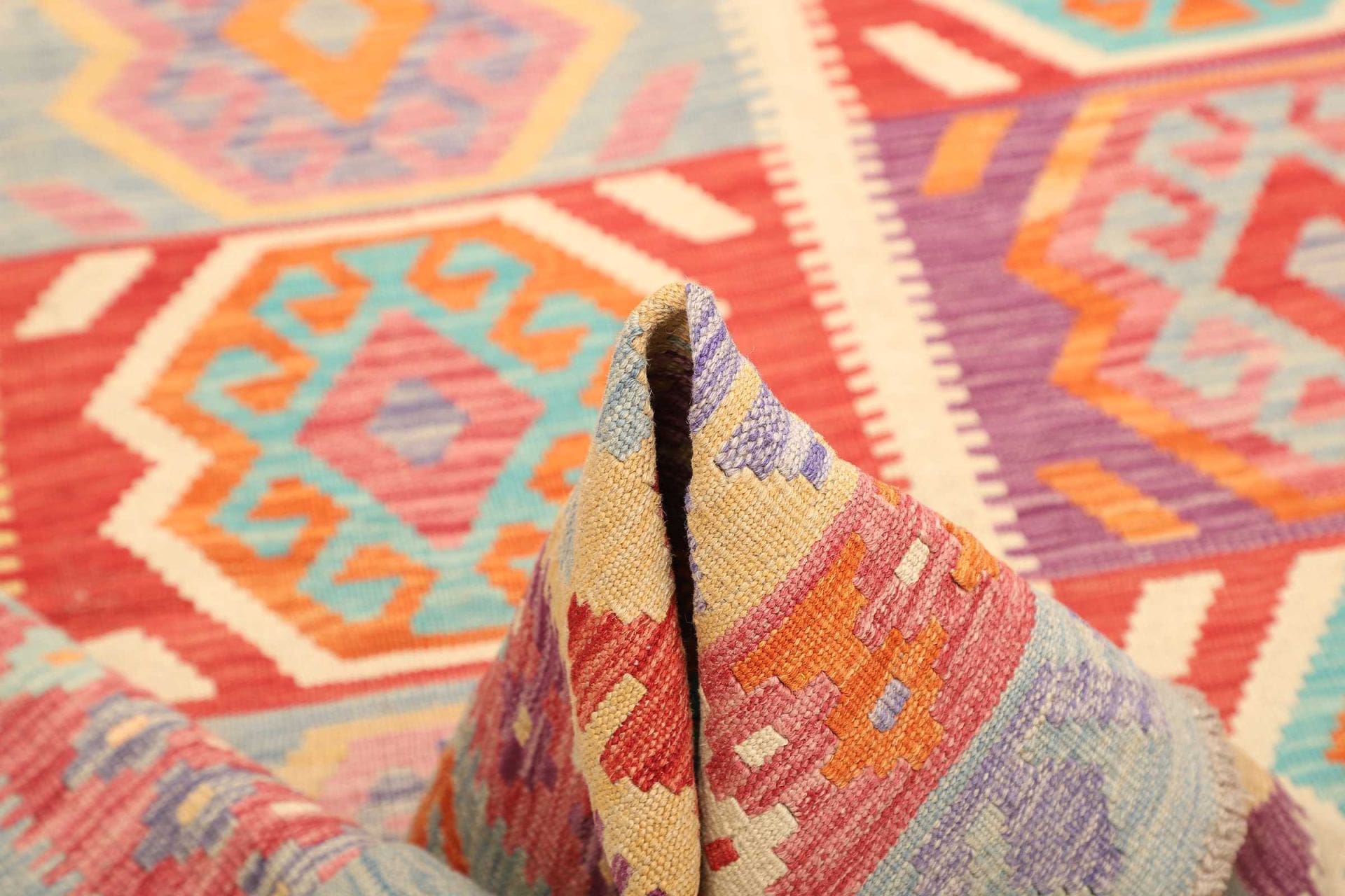 Hand-Woven Wool Kilim Pakistani Rug, 181 × 240 cm