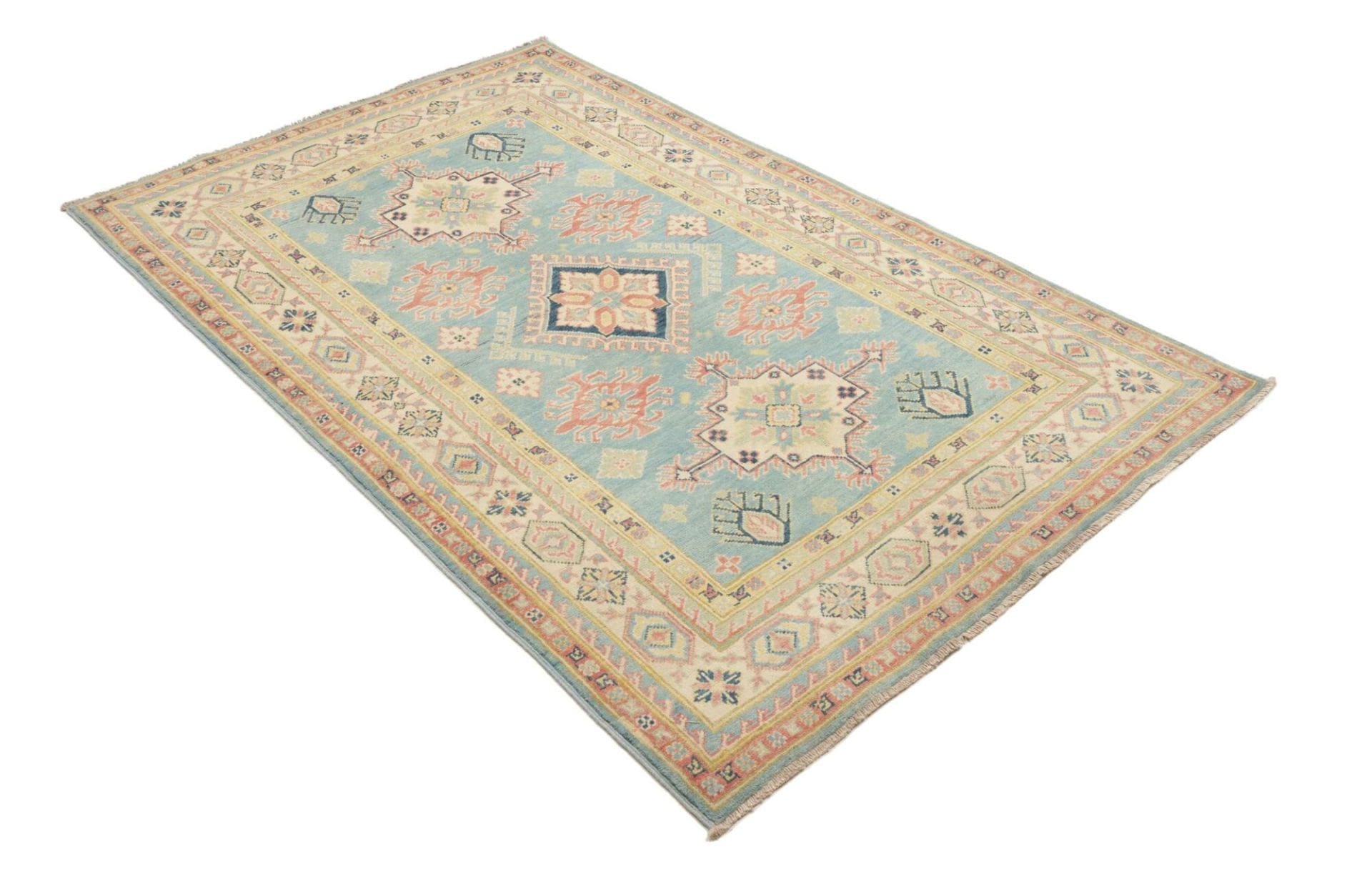 kazak-teppich-120-x-187-cm-geometrische-muster-handgeknupft-2 Kazak Pakistani Rug — hand-knotted, 120 × 187 cm, Wool