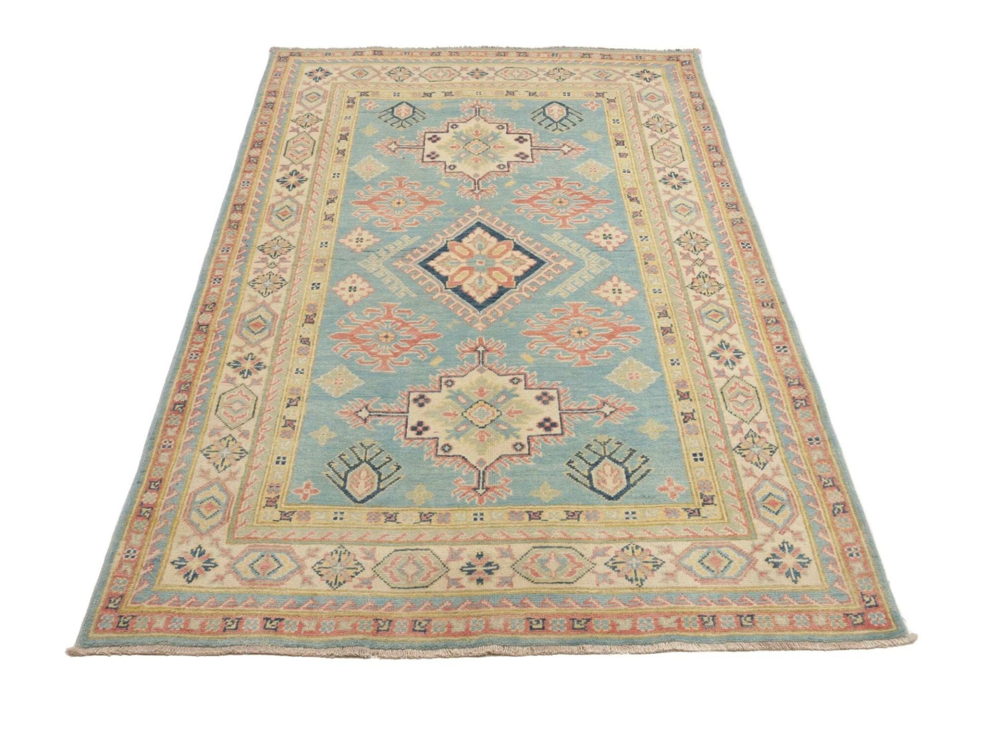 kazak-teppich-120-x-187-cm-geometrische-muster-handgeknupft-3 Kazak Pakistani Rug — hand-knotted, 120 × 187 cm, Wool
