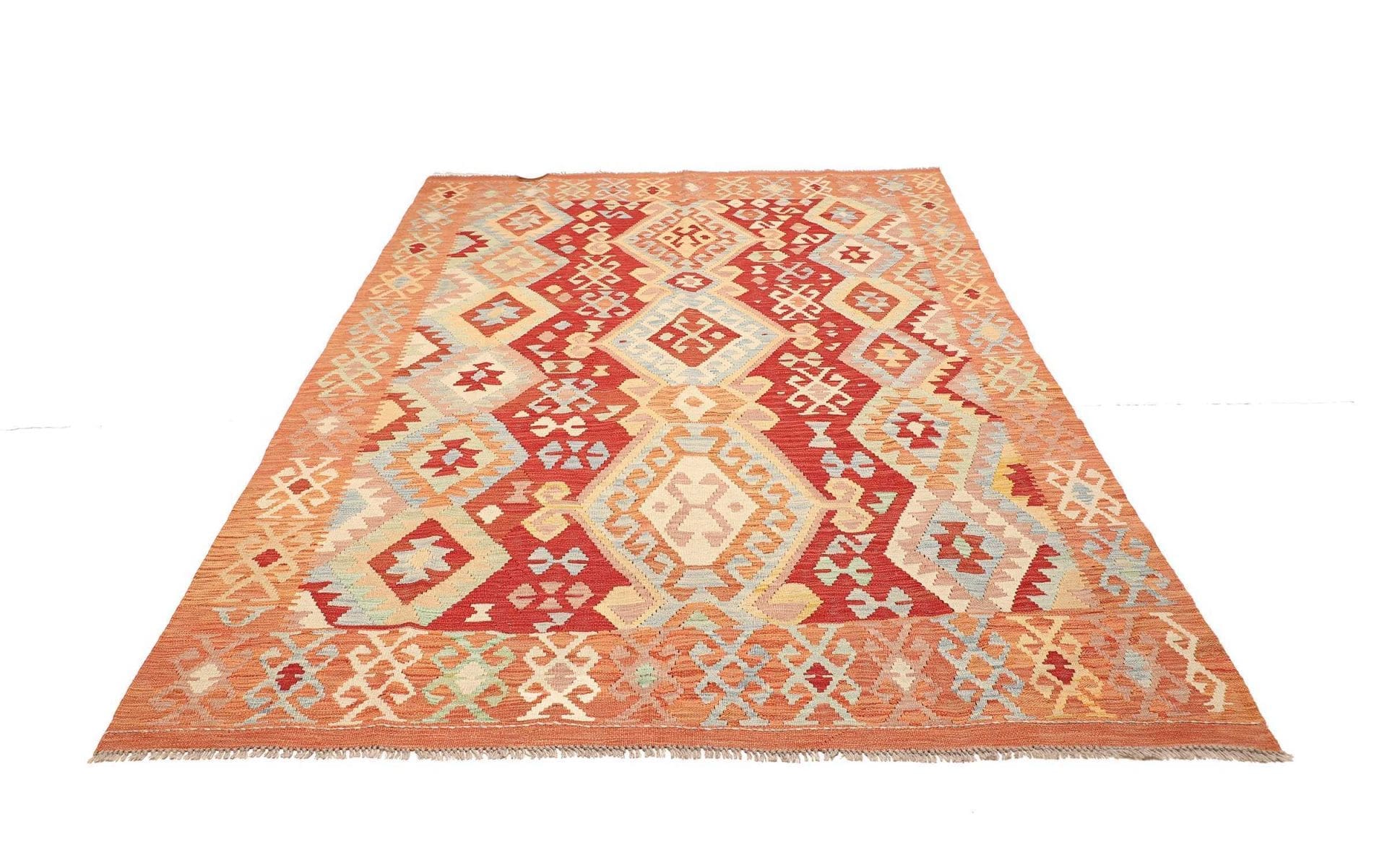 Hand-Woven Wool Kilim Pakistani Rug, 185 × 248 cm