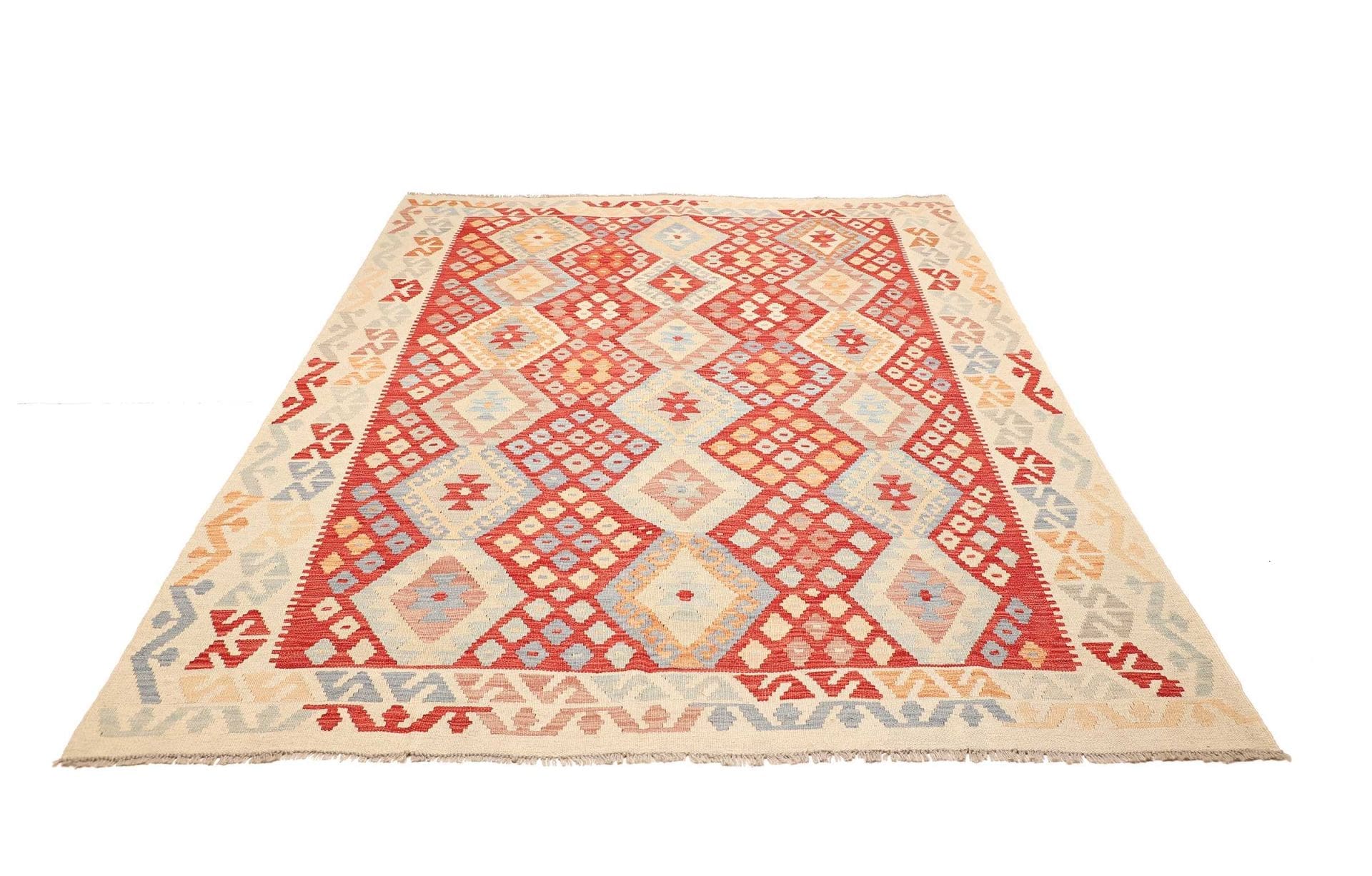 Kilim Pakistani Rug 186 × 245 cm, Wool, hand-woven