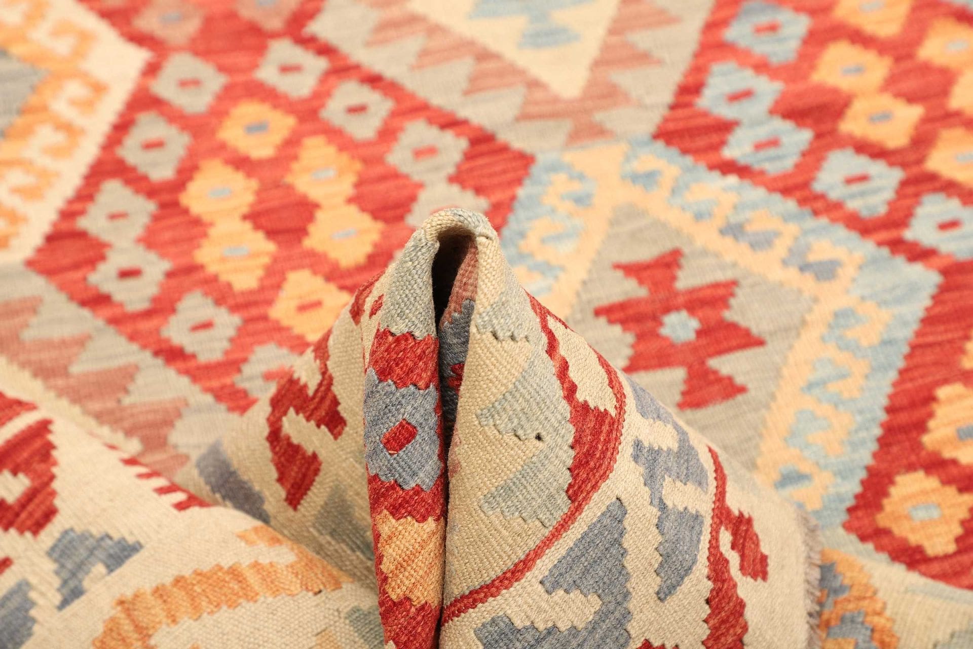 Kilim Pakistani Rug 186 × 245 cm, Wool, hand-woven