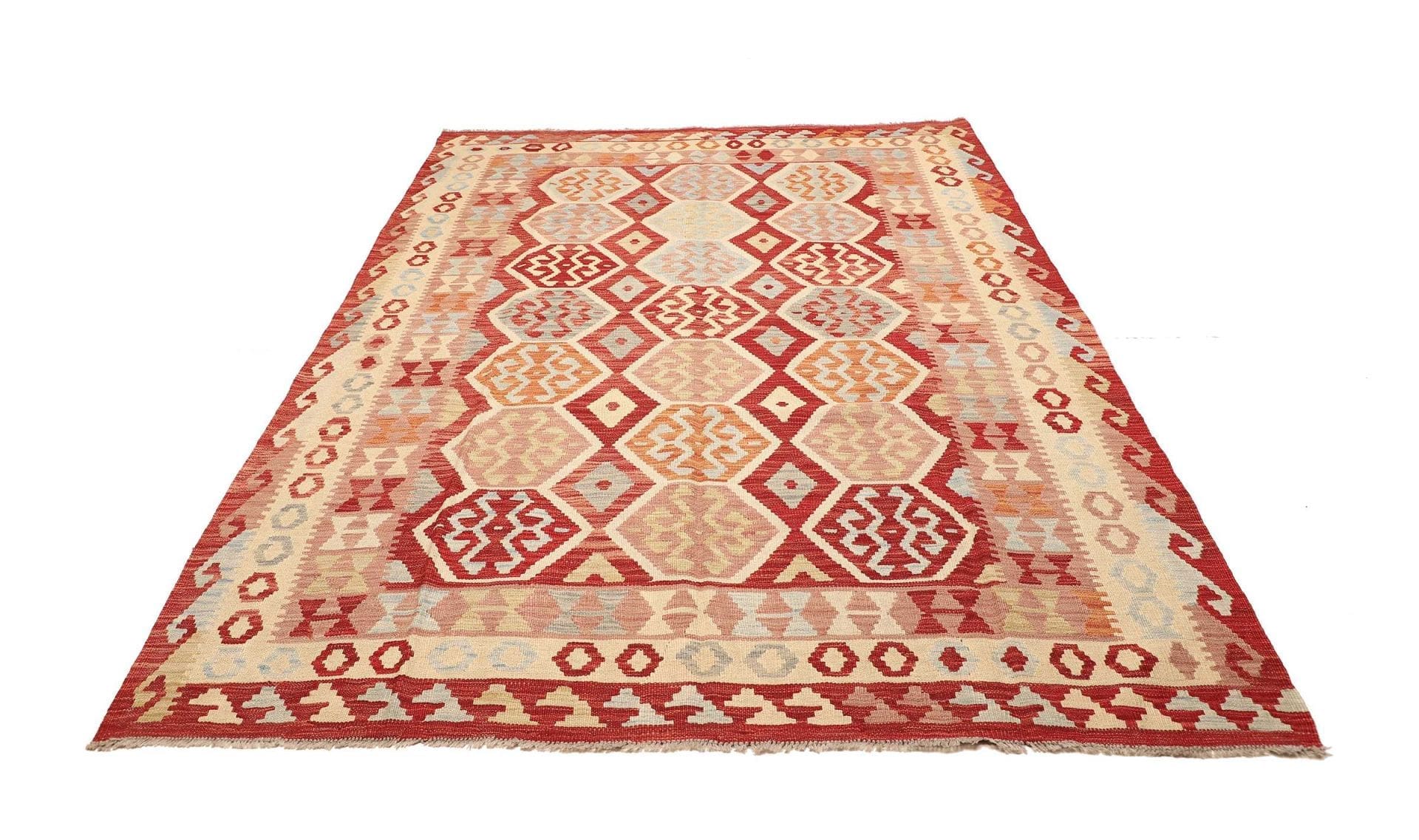 kelim-teppich-179-x-252-cm-handgewebt-rustikales-flair-1 Hand-Woven Wool Kilim Pakistani Rug, 179 × 252 cm