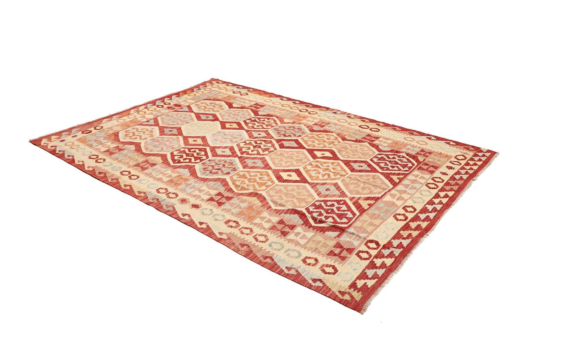 kelim-teppich-179-x-252-cm-handgewebt-rustikales-flair-2 Hand-Woven Wool Kilim Pakistani Rug, 179 × 252 cm