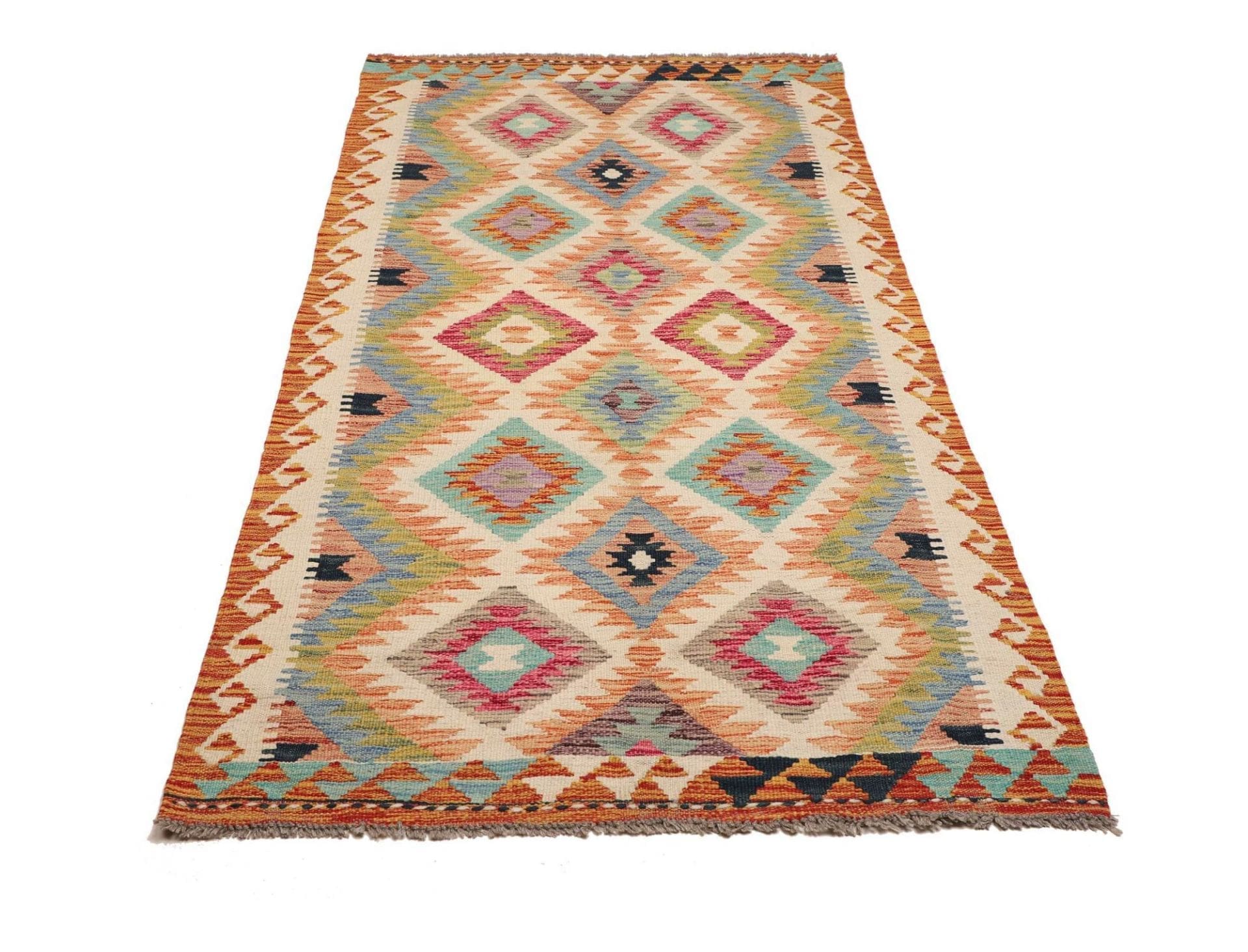 handgewebter-kelim-104-x-202cm-aus-schurwolle-rustikal-orientteppich-1 Kilim Pakistani Rug — hand-woven, 104 × 202 cm, Wool
