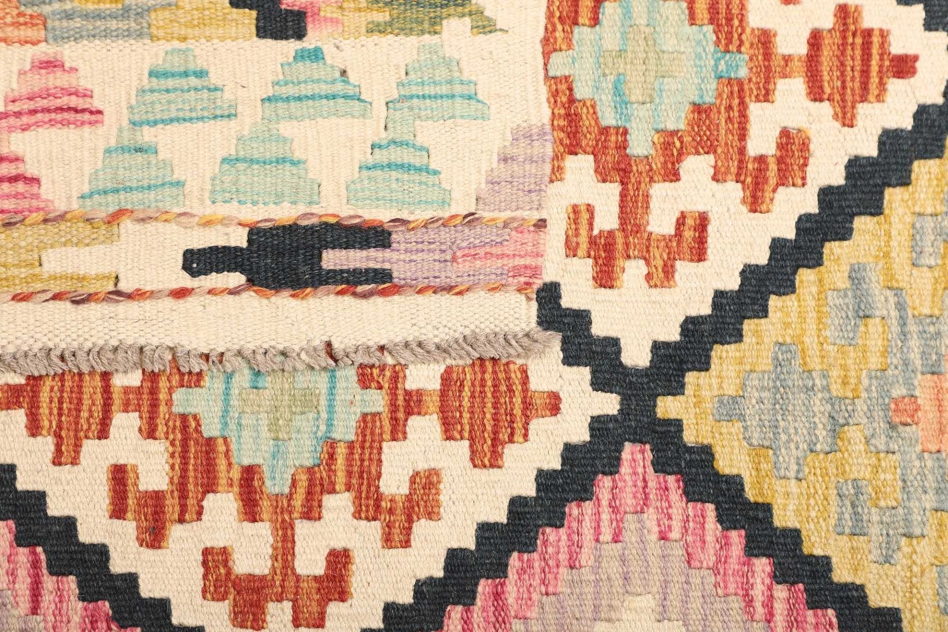 orientteppich-kelim-101-x-183-cm-aus-schurwolle-handgewebt-4 Hand-Woven Wool Kilim Pakistani Rug, 101 × 183 cm