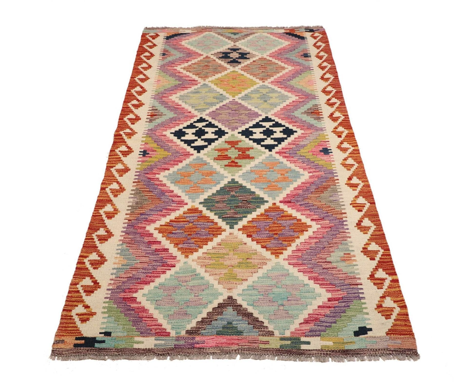 kelim-teppich-104-x-203-cm-handgewebt-rustikales-flair-wolle-1 Kilim Pakistani Rug — hand-woven, 104 × 203 cm, Wool