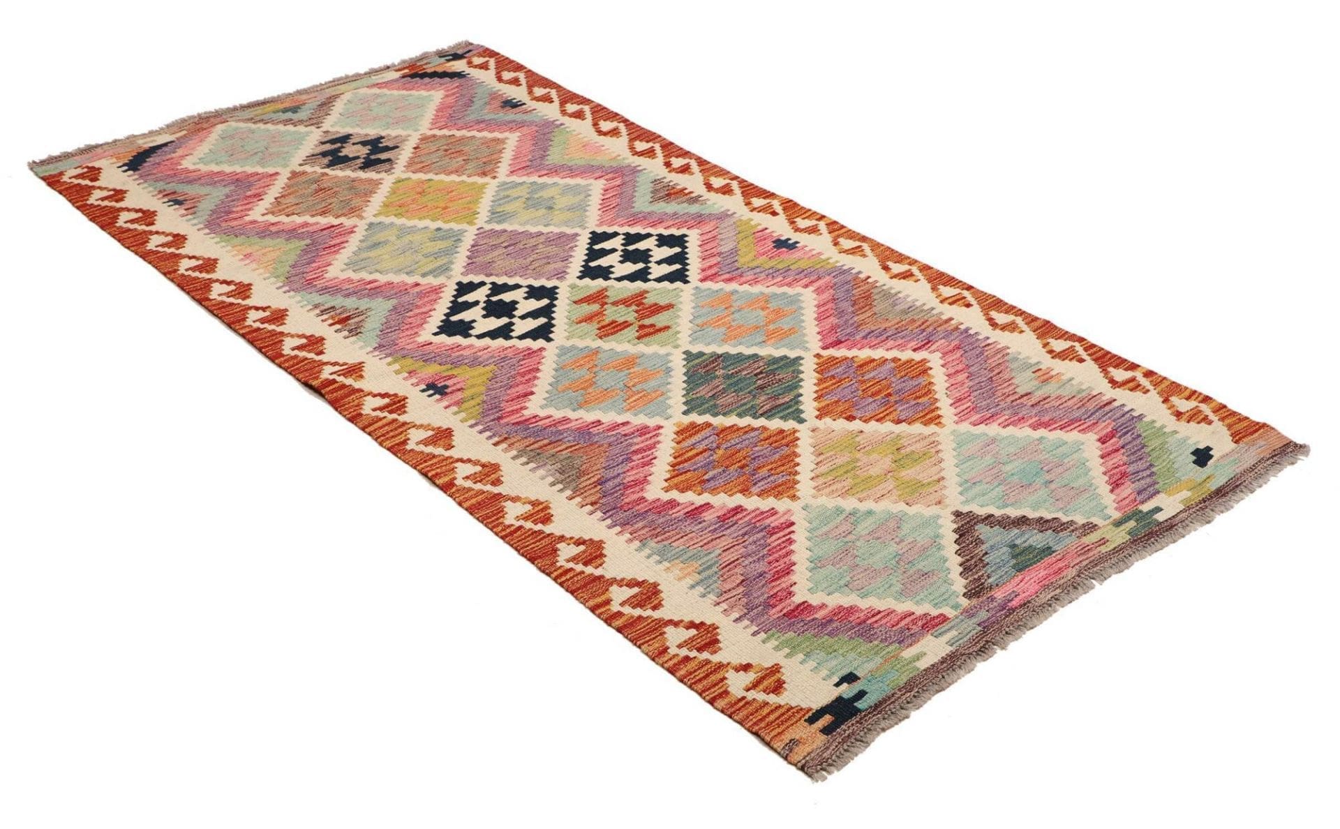 kelim-teppich-104-x-203-cm-handgewebt-rustikales-flair-wolle-2 Kilim Pakistani Rug — hand-woven, 104 × 203 cm, Wool