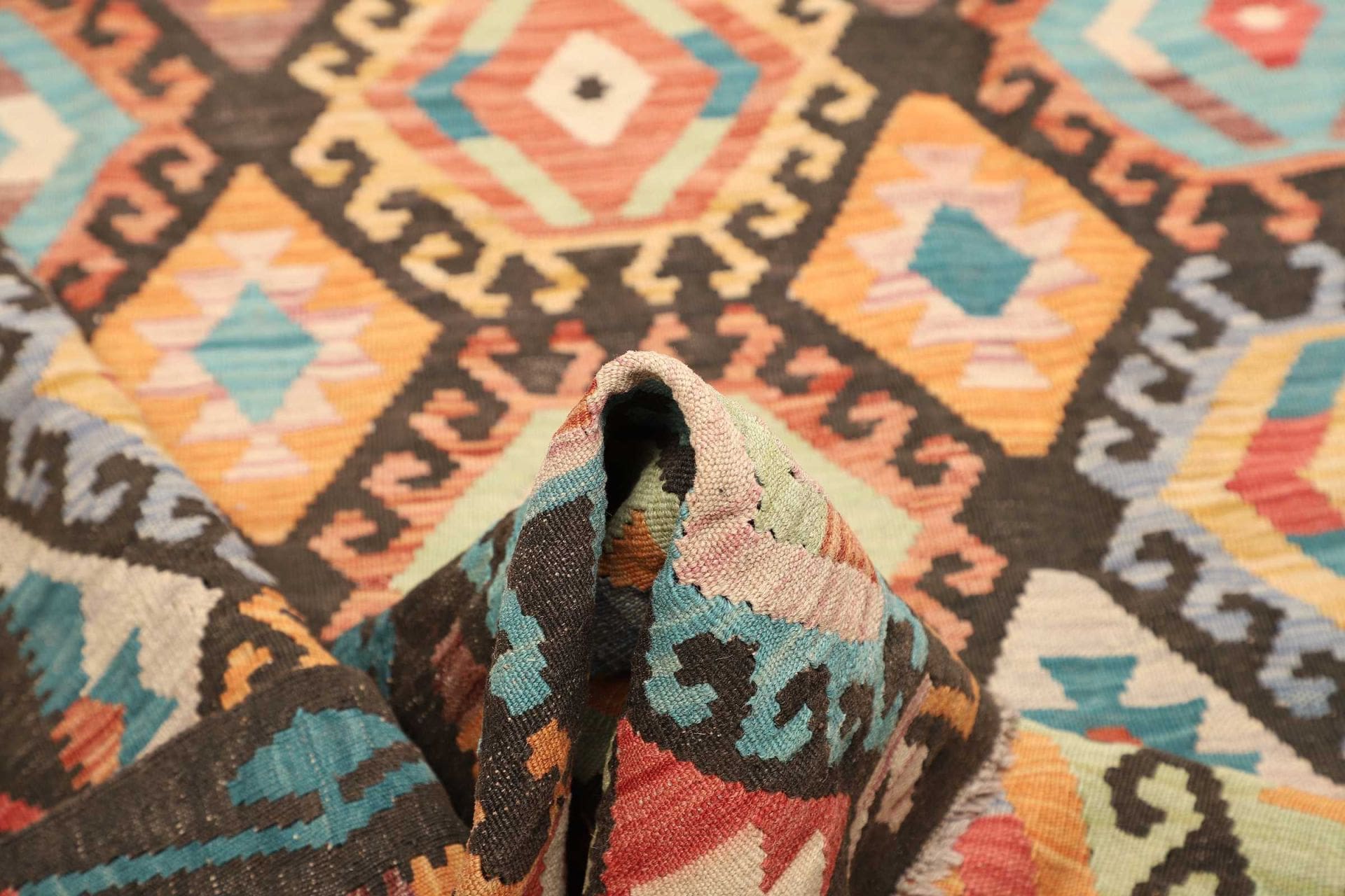 Kilim Pakistani Rug 181 × 226 cm, Wool, hand-woven
