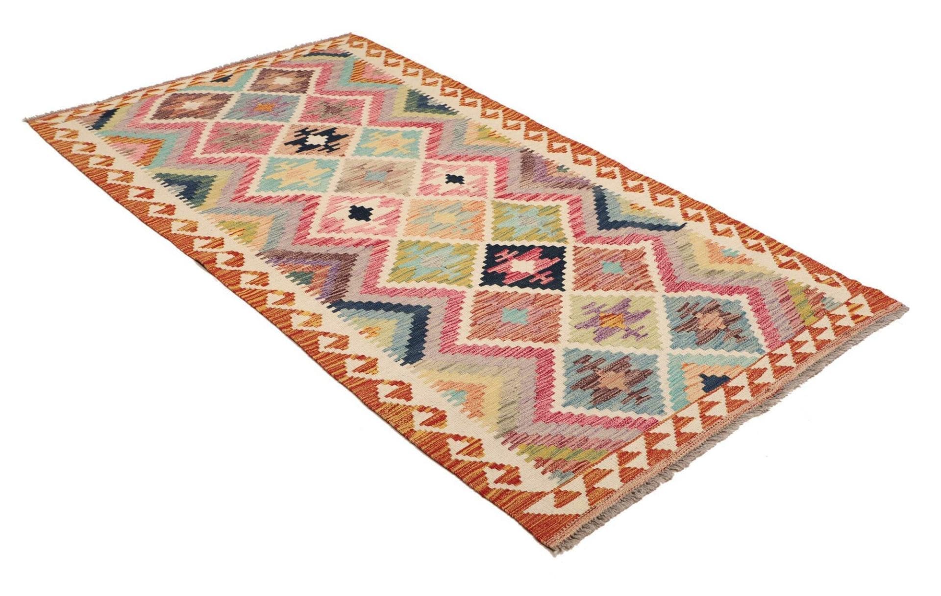 Hand-Woven Wool Kilim Pakistani Rug, 104 × 202 cm