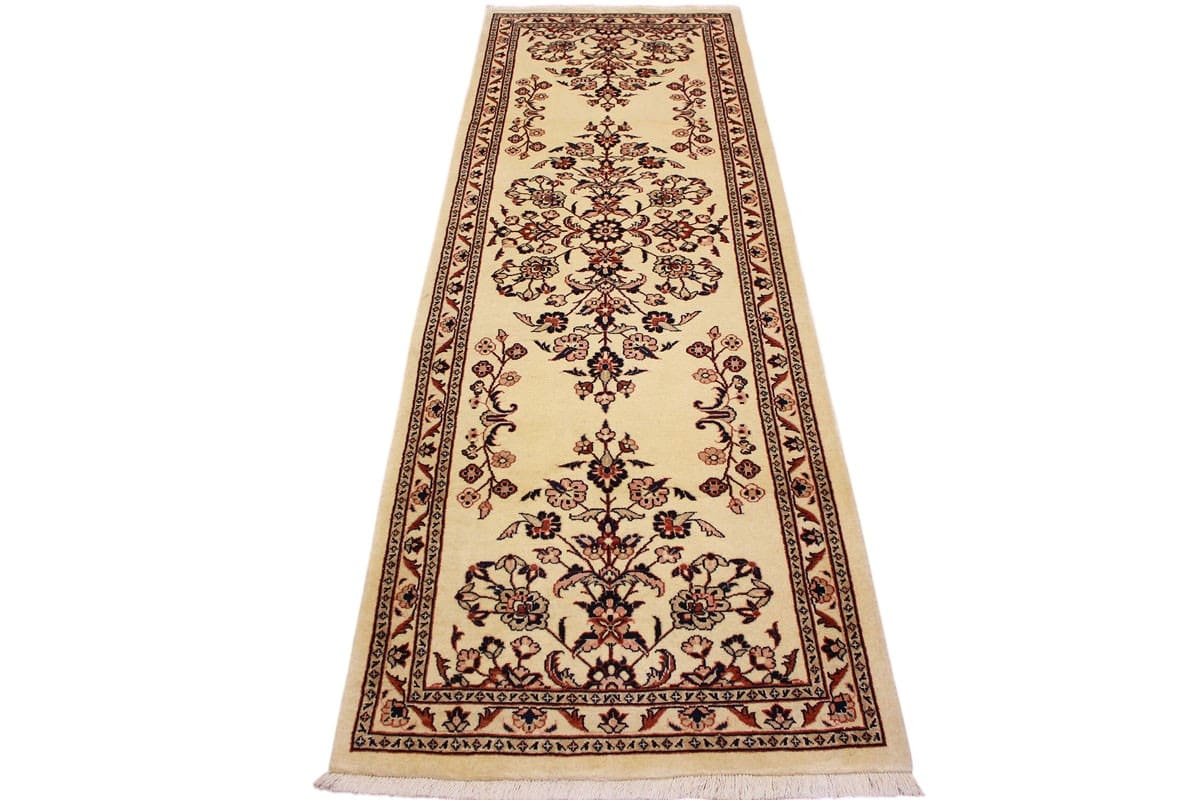 perserteppich-sarough-laufer-252x82-cm-beige-handgeknupft-2 Sarouk Farahan Persian Rug — hand-knotted, Wool