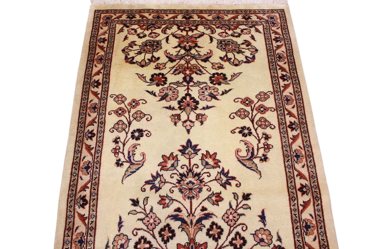 perserteppich-sarough-laufer-396x89-cm-beige-handgeknupft-8 Sarouk Farahan Persian Rug — hand-knotted, Wool