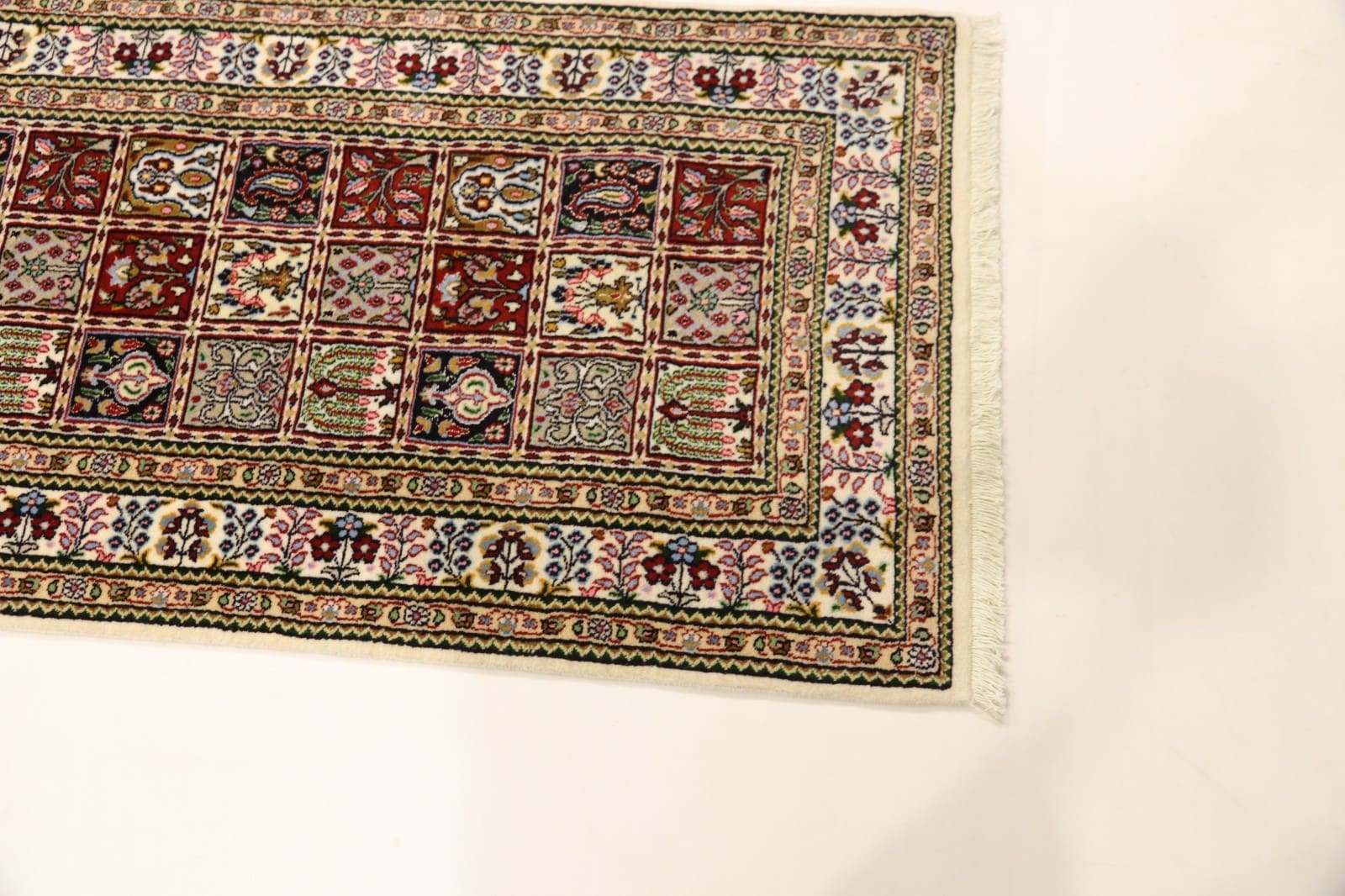 Hand-Knotted Wool & Silk Moud Persian Rug, 193 × 78 cm